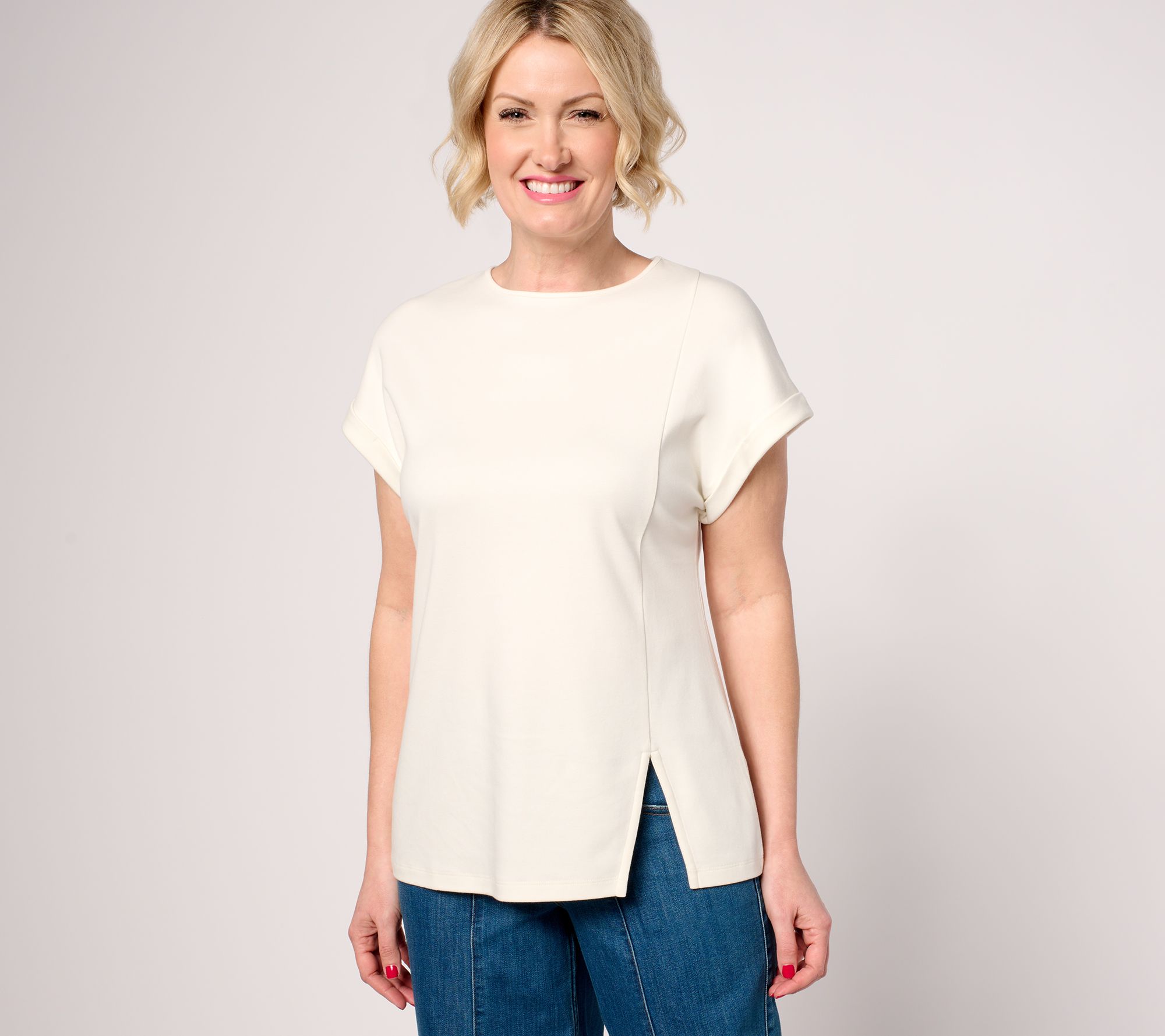 "As Is" Martha Stewart Signature Short Sleeve Tunic w/ Side Slit