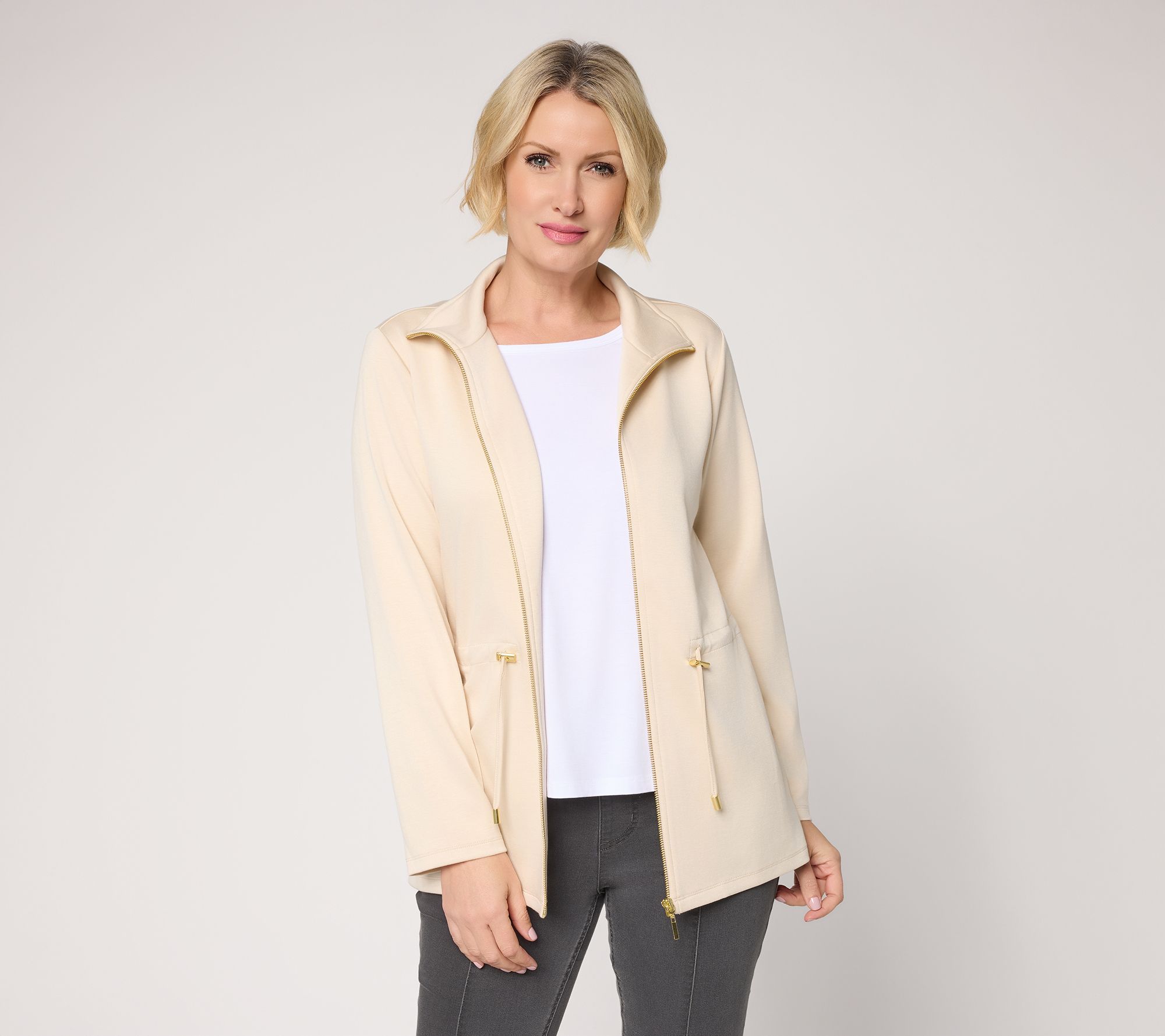 Susan Graver Weekend Regular Serene Knit Zip Front Anorak Jacket
