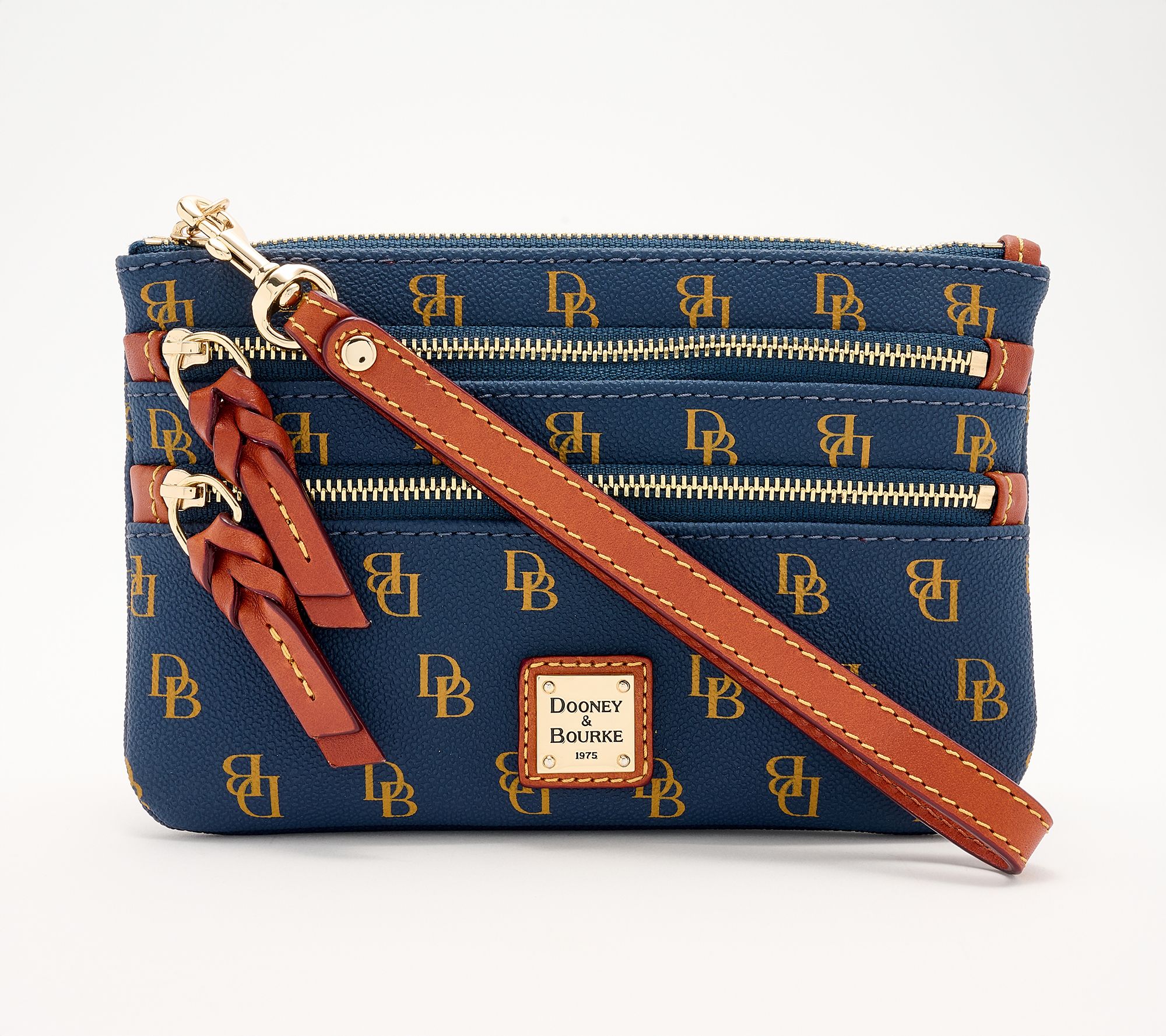 Dooney & Bourke Greta Coated Cotton Triple Zip Wristlet