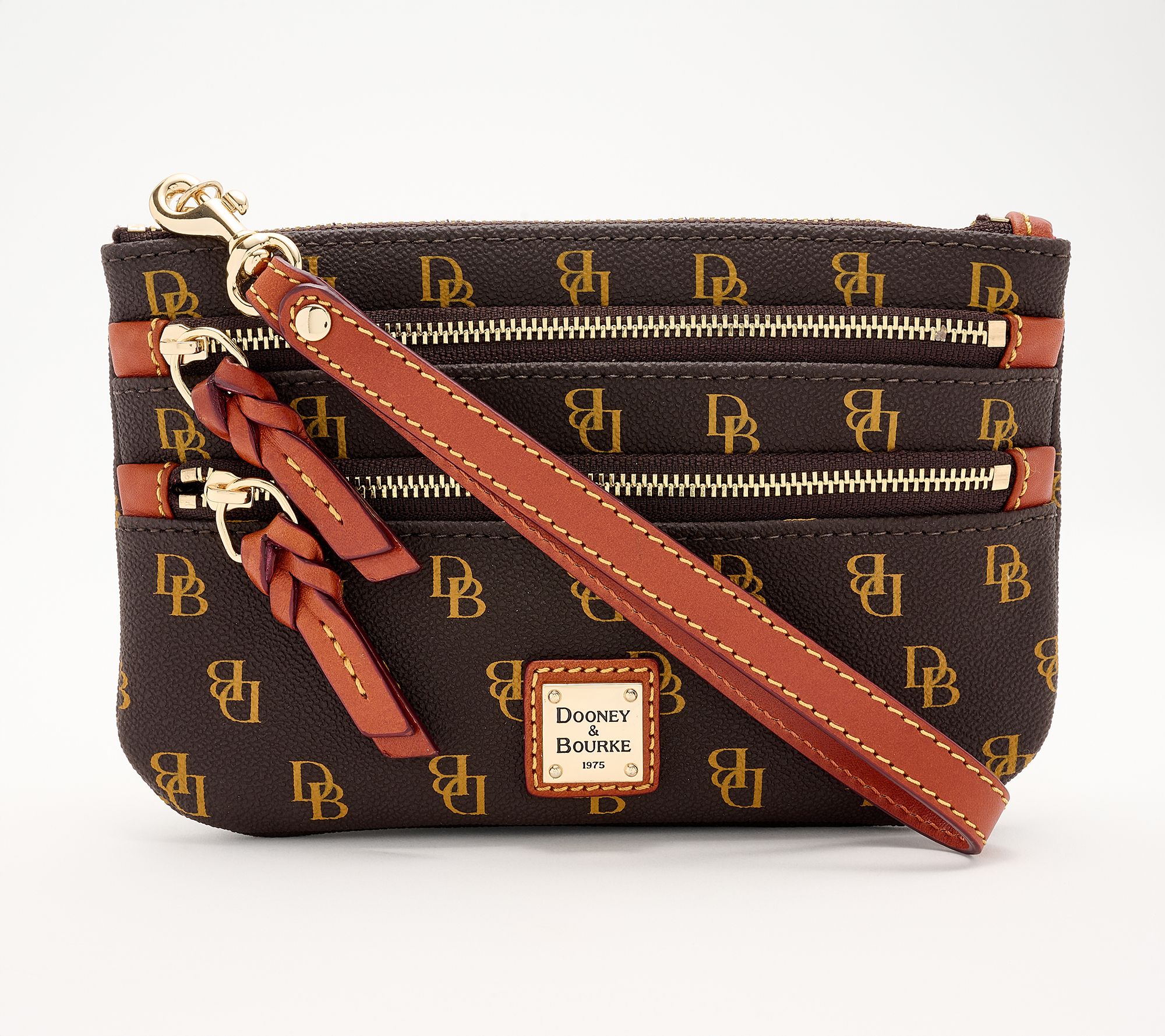 Dooney & Bourke Greta Coated Cotton Triple Zip Wristlet