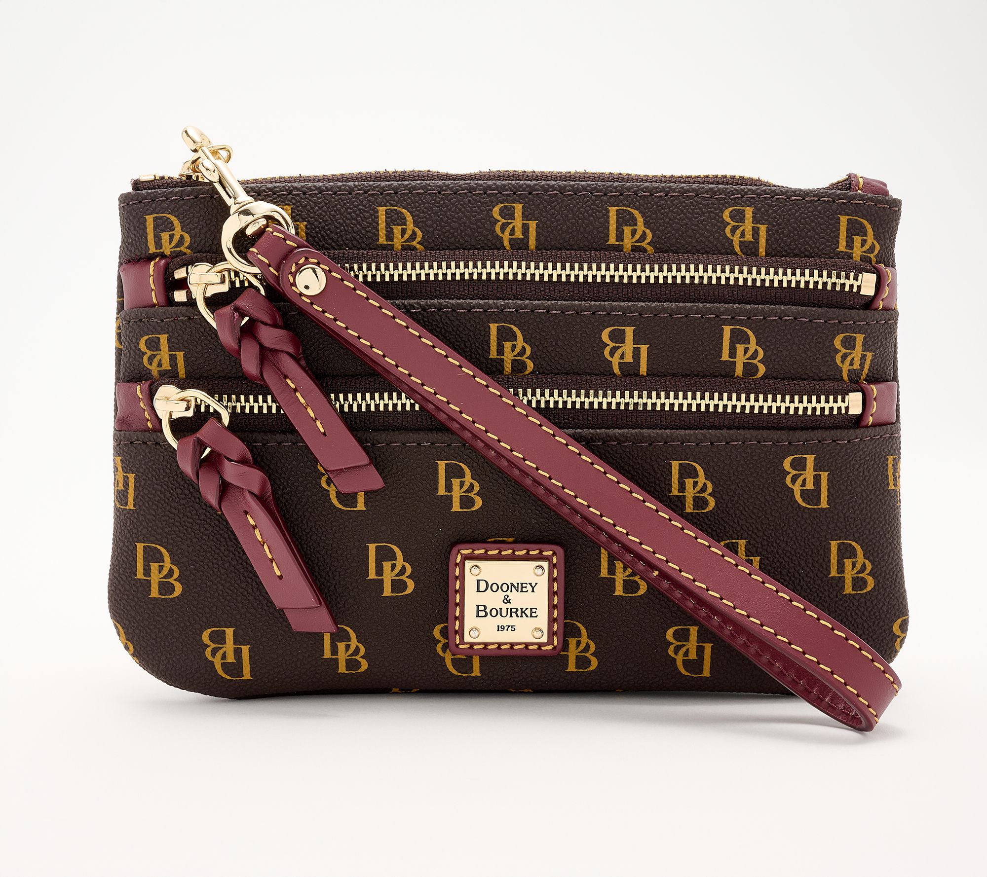 Dooney & Bourke Greta Coated Cotton Triple Zip Wristlet