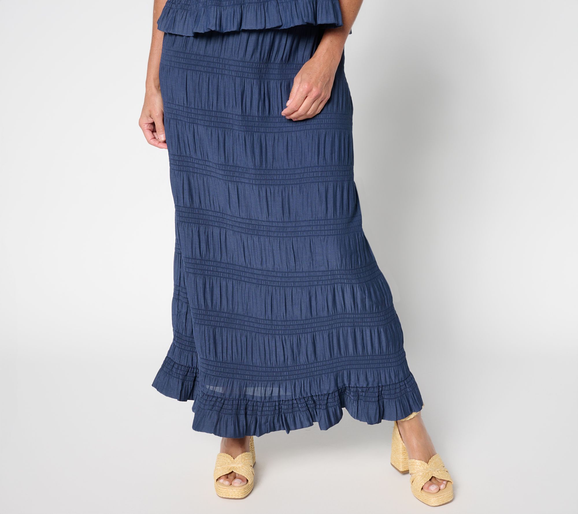 "As Is" Me by Jennie Garth Petite Smocked Southampton Maxi Skirt