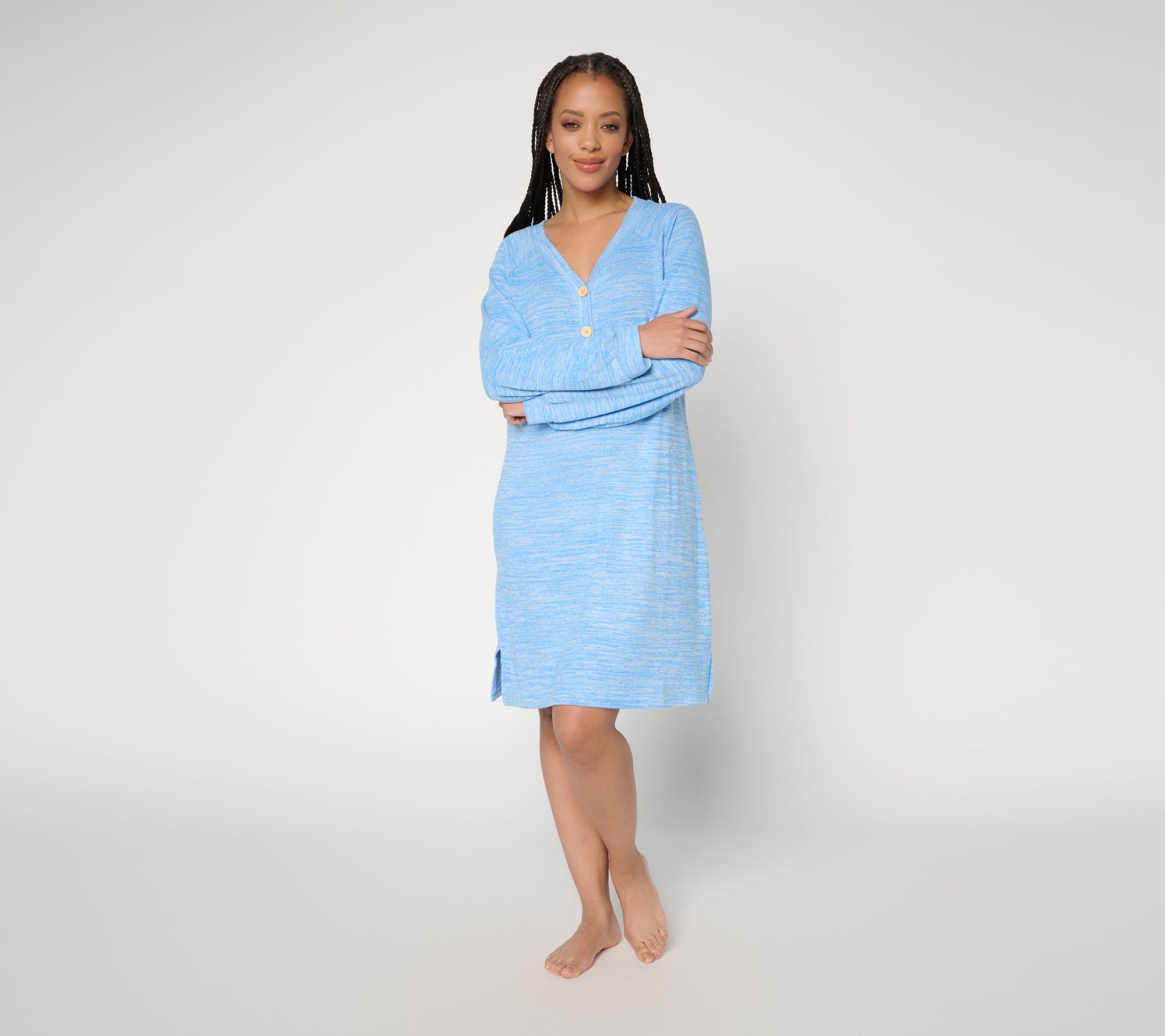 MUK LUKS Long Sleeve Button Sweater Dress