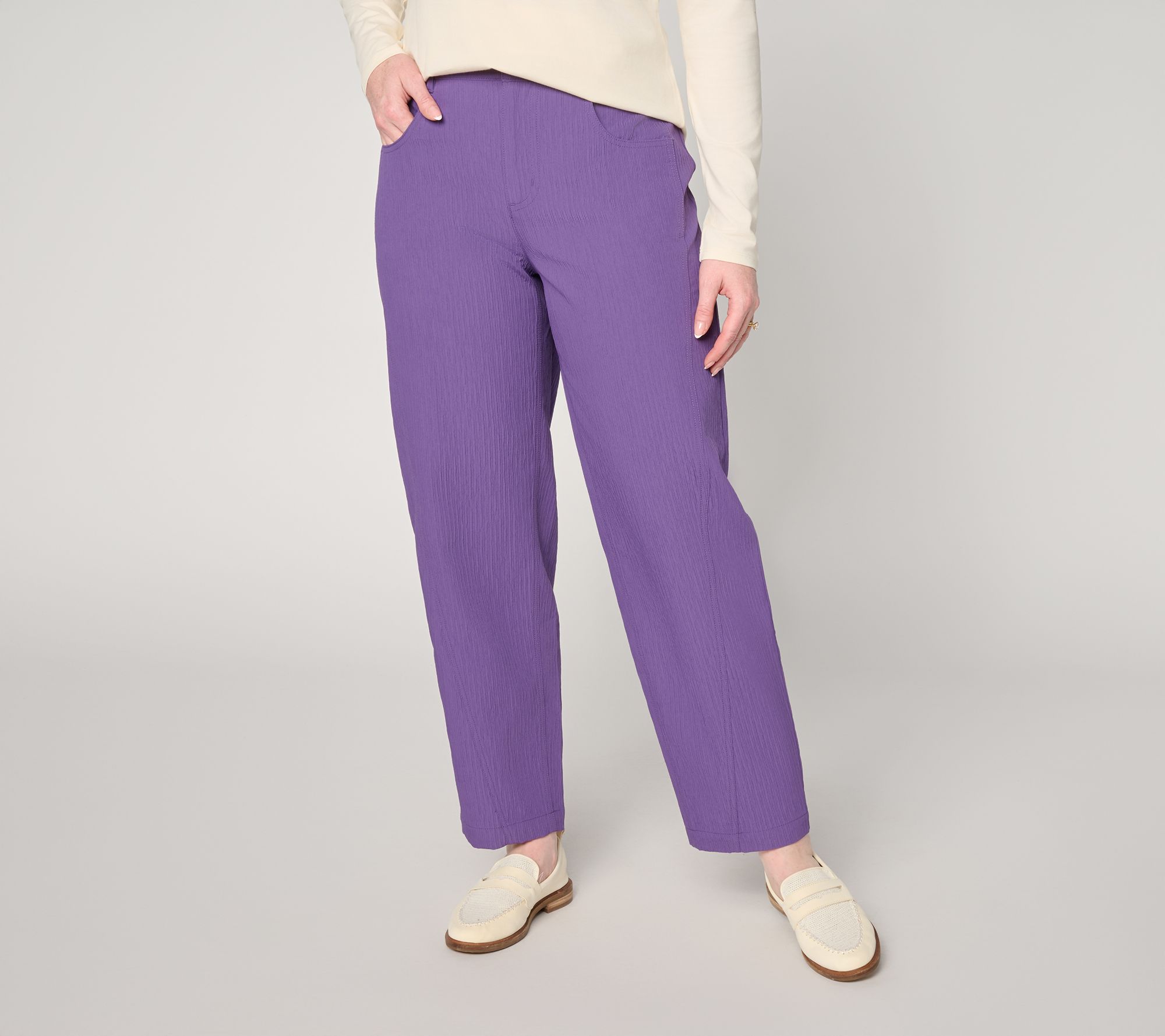 LOGO by Lori Goldstein Petite Barrel Ankle Length Pants
