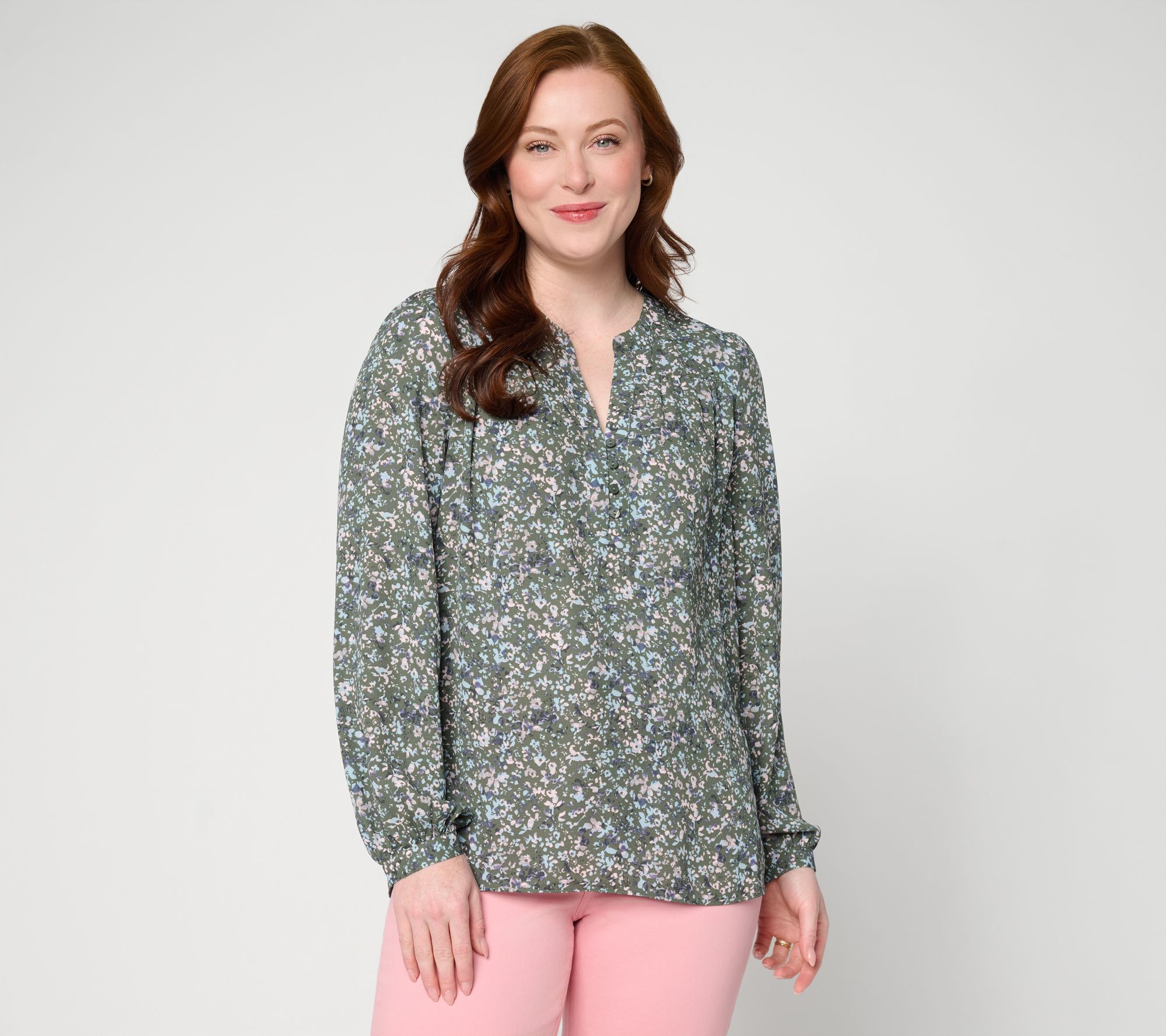 NYDJ Trinity Printed Long Sleeve Blouse