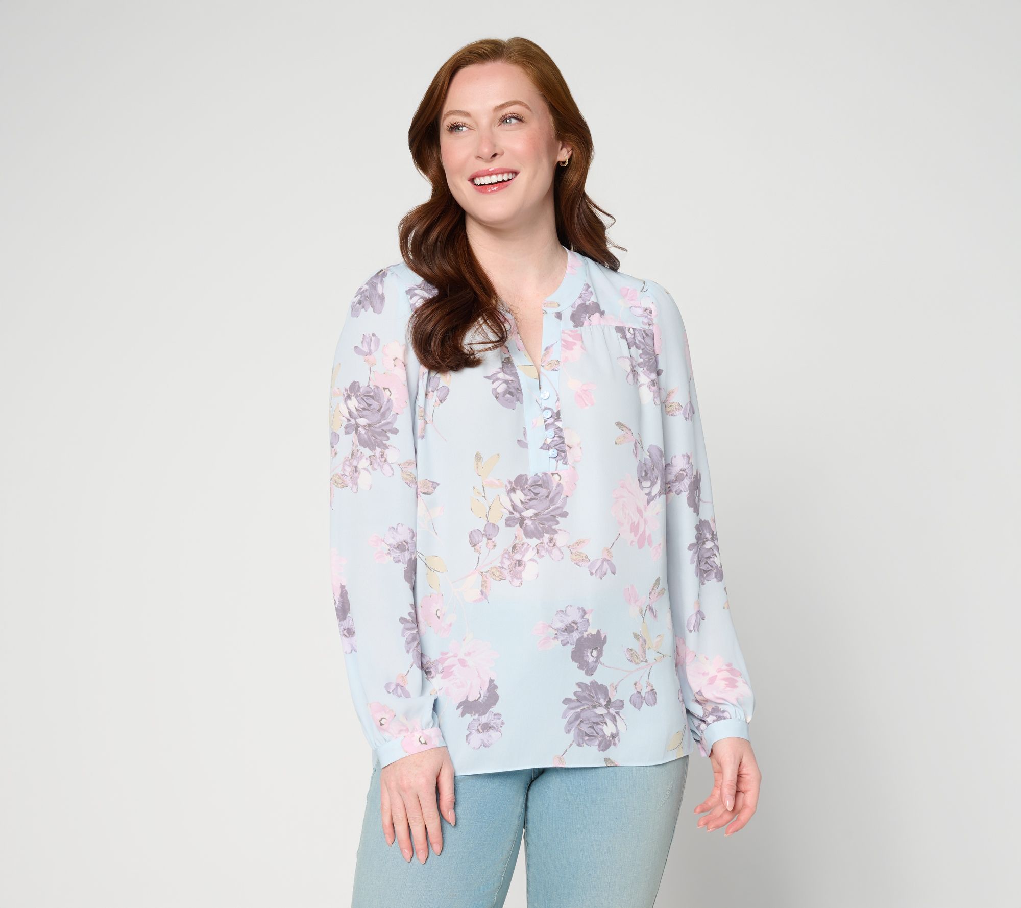 NYDJ Trinity Printed Long Sleeve Blouse