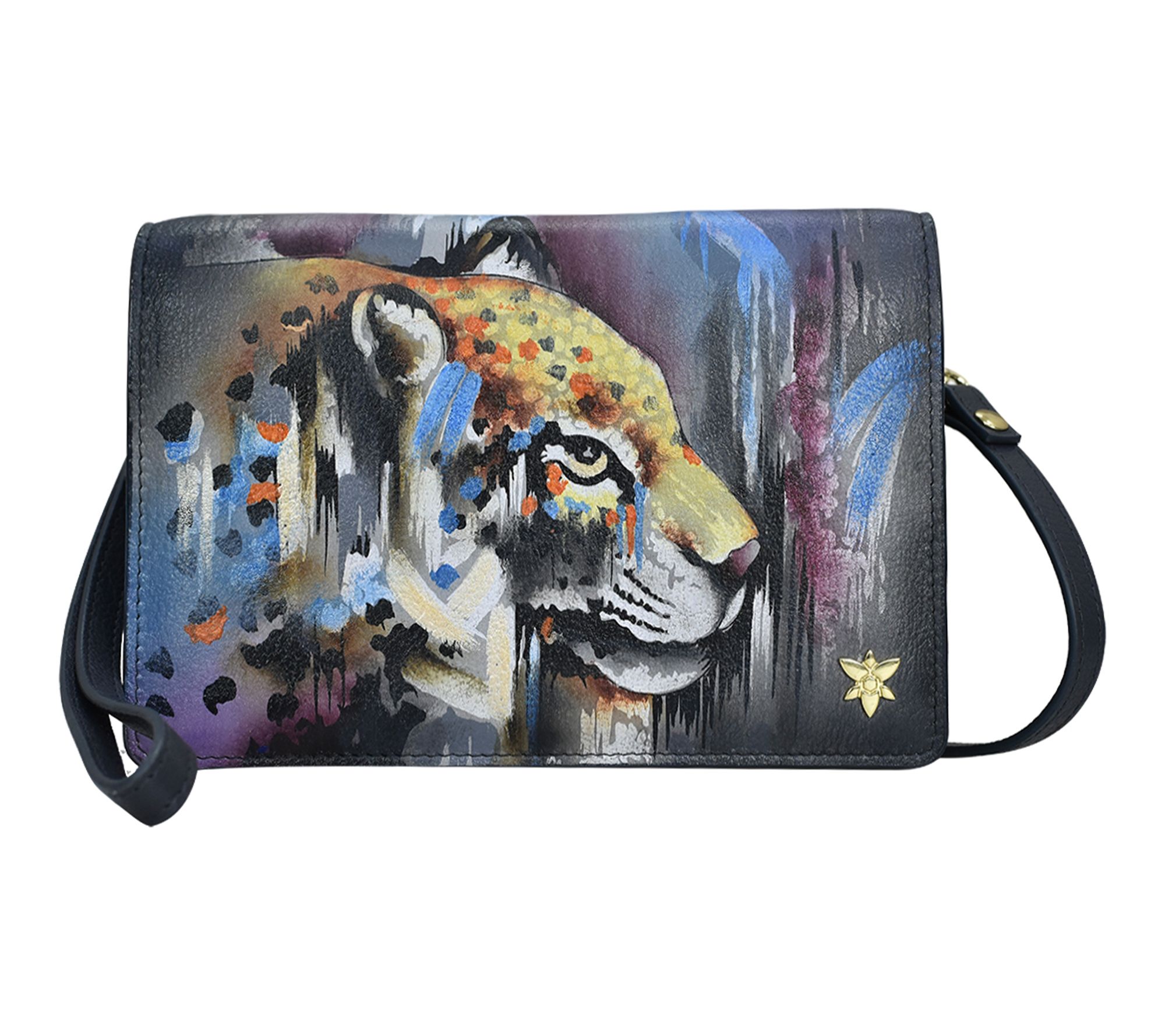 Anuschka Painted Leather RIFD Wallet Wristlet Crossbody