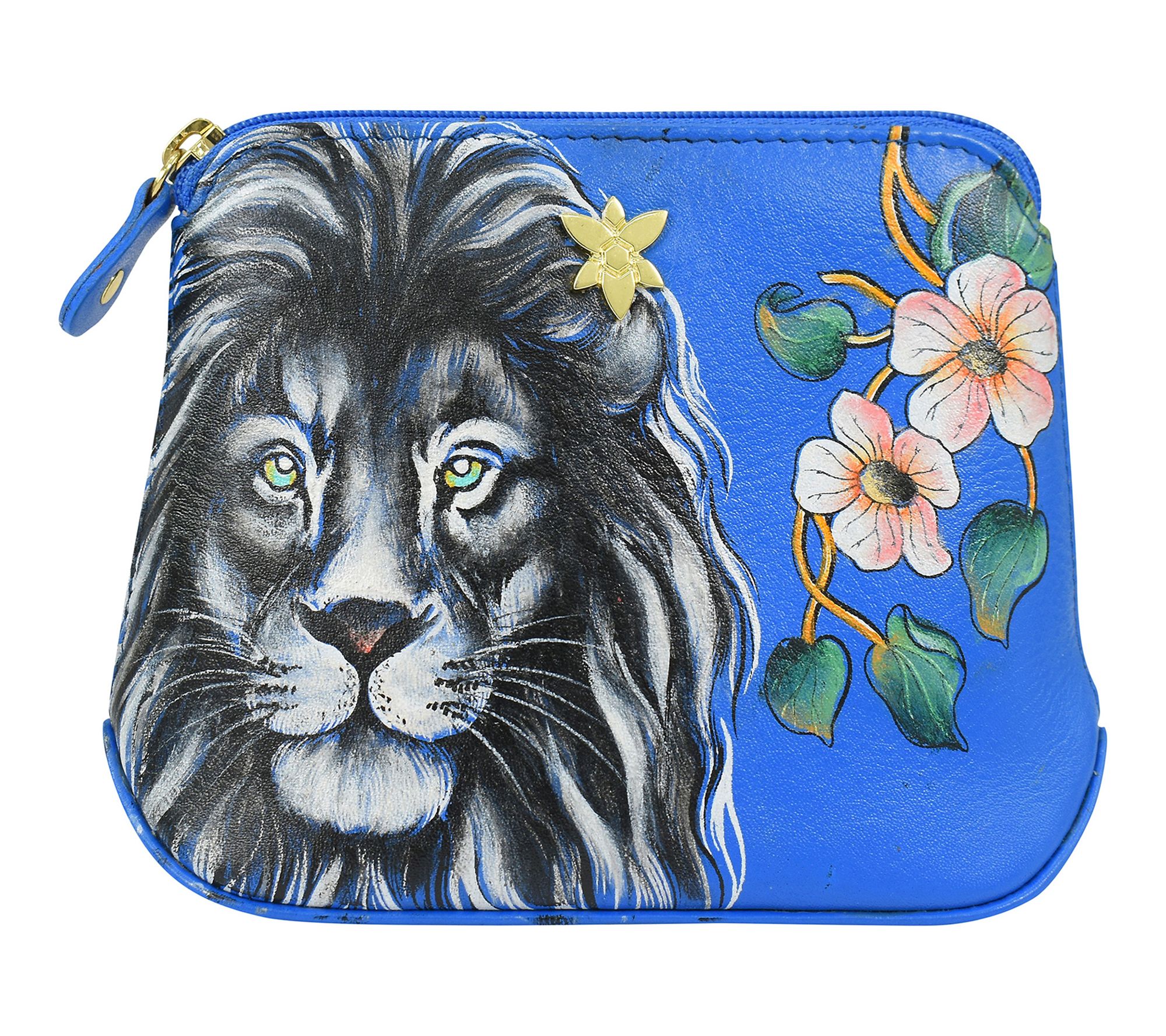 Anushcka Painte d Leather Multi -Purpose Zip Po uch