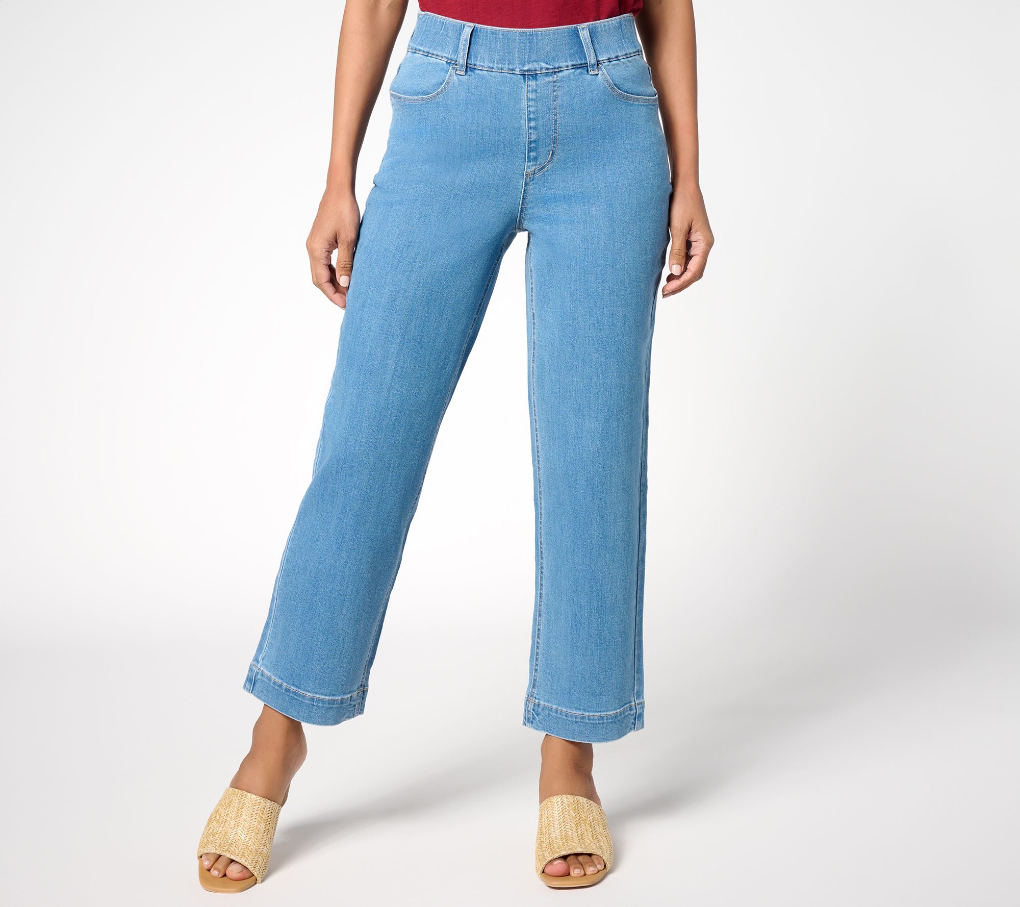 "As Is" Susan Graver Reg Stretch Denim Pull On Full Leg Ankle Jean