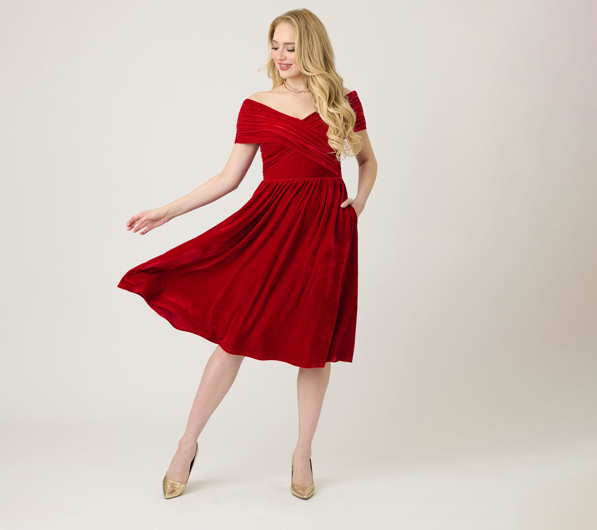  Unique Vintage Burgundy Shirred Velvet Swing Dress