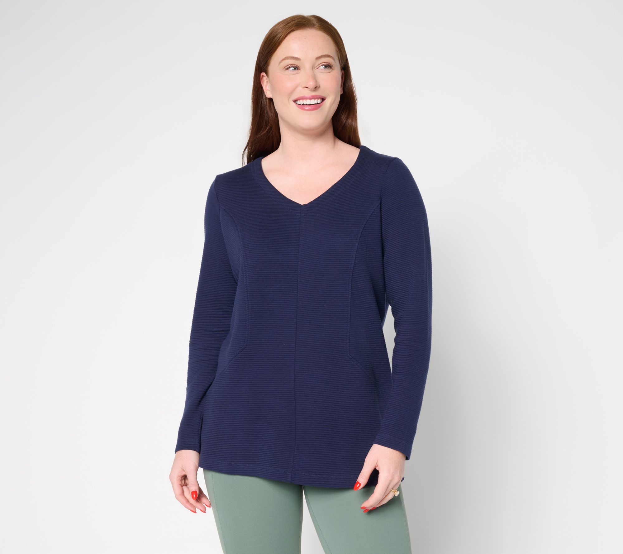 "As Is" Denim & Co. Active Regular Ottoman Tunic with Seam Details