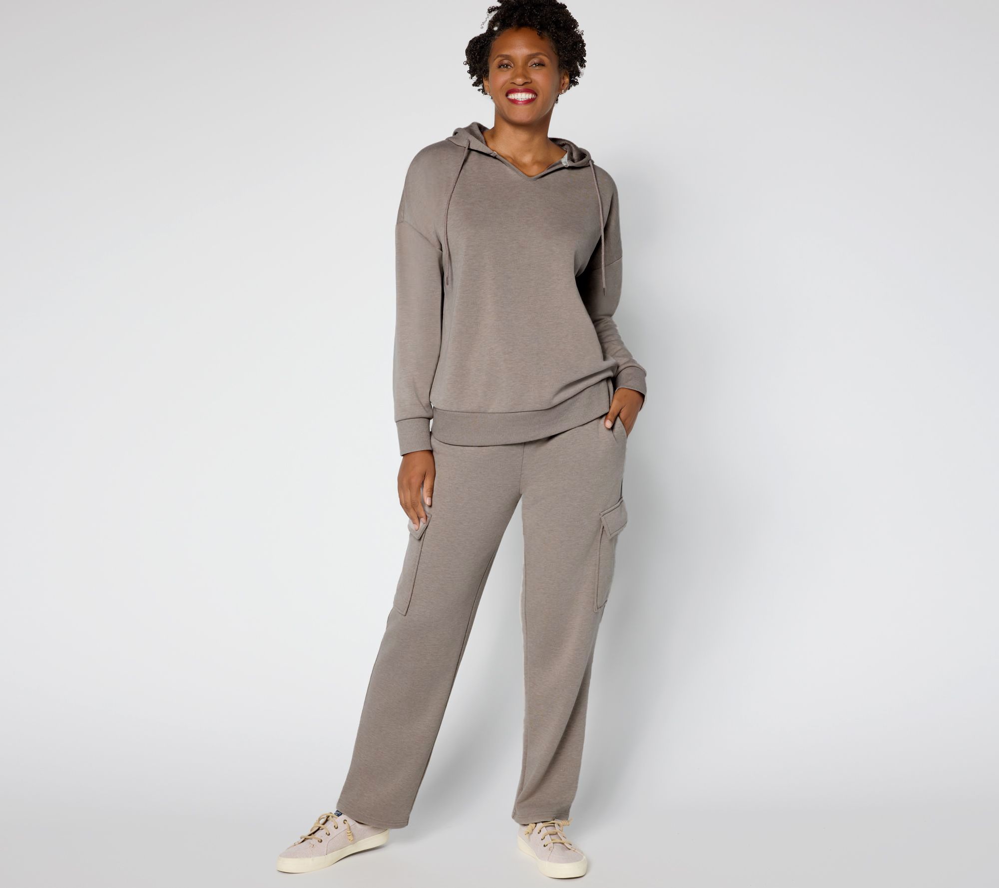 "As Is" Berkshire Homewear Tall Plush Jersey Cargo LoungeSet