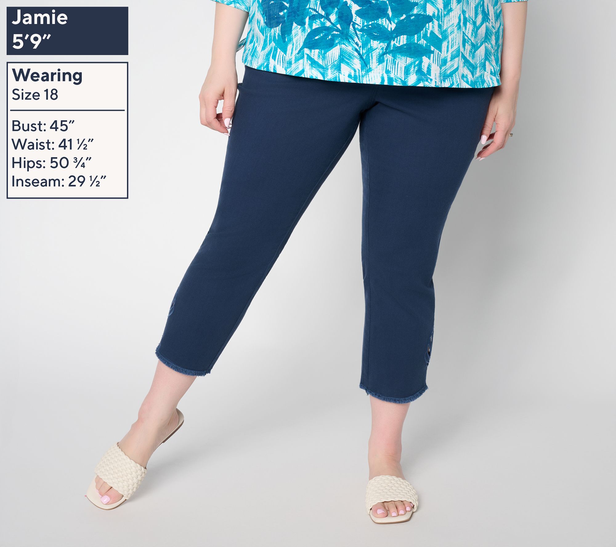 Belle by Kim Gravel Regular TripleLuxe Twill Seashell Cropped Jean