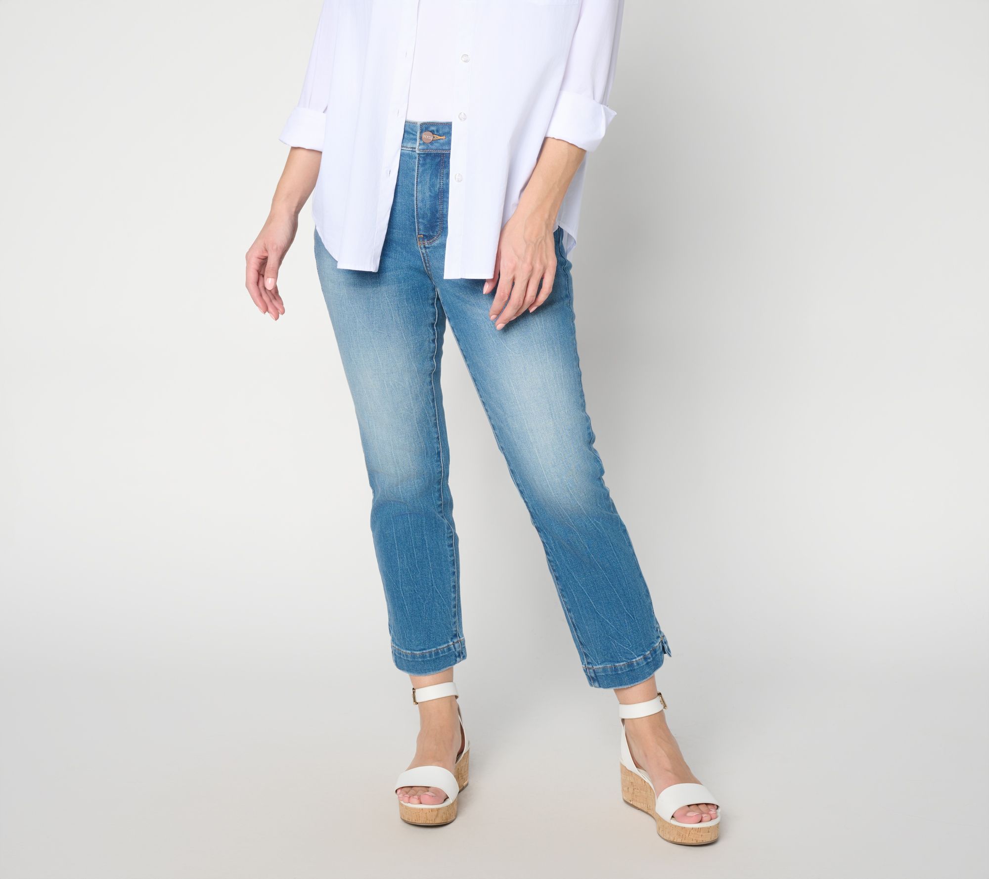 NYDJ Sheri Slim Ankle Jeans w/ Side Slits in Print or Solid