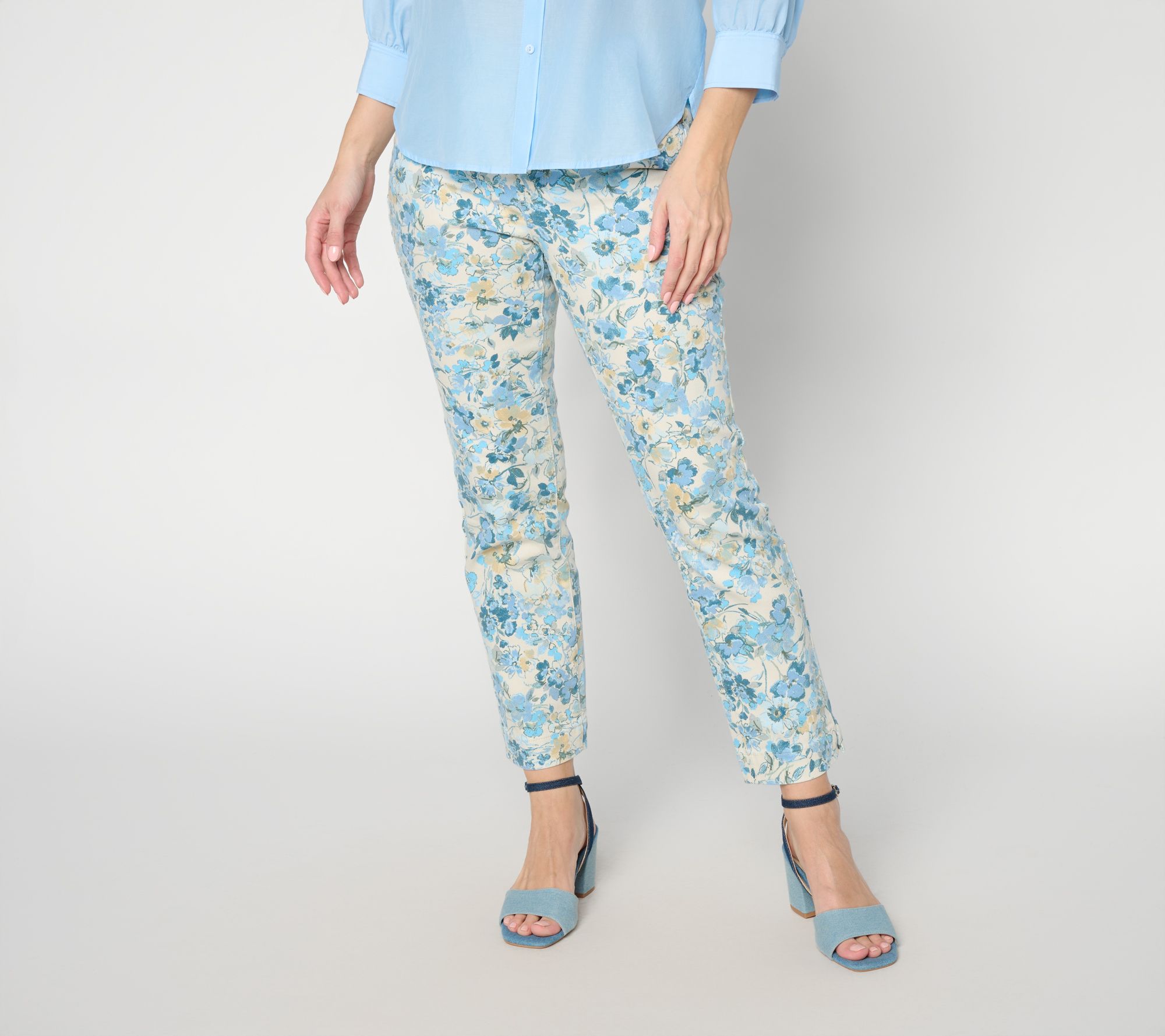 NYDJ Sheri Slim Ankle Jeans w/ Side Slits in Print or Solid