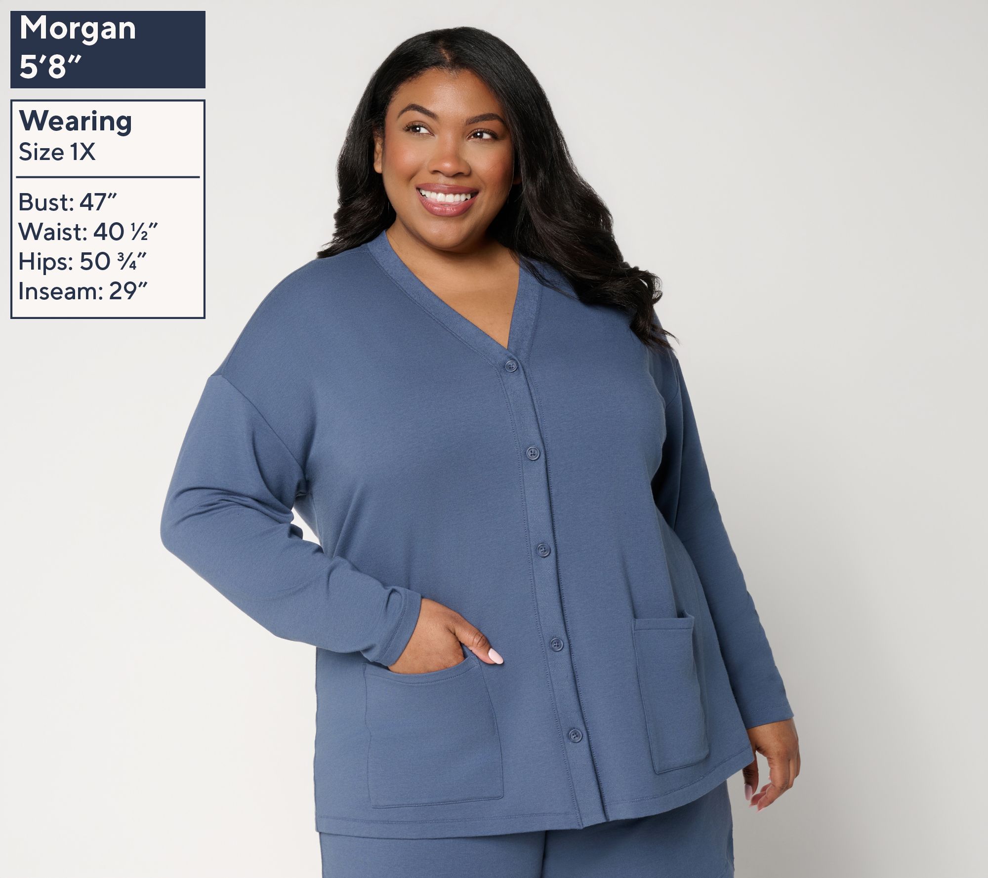 AnyBody Lightweight Cozy Knit French Terry Cardigan - QVC.com
