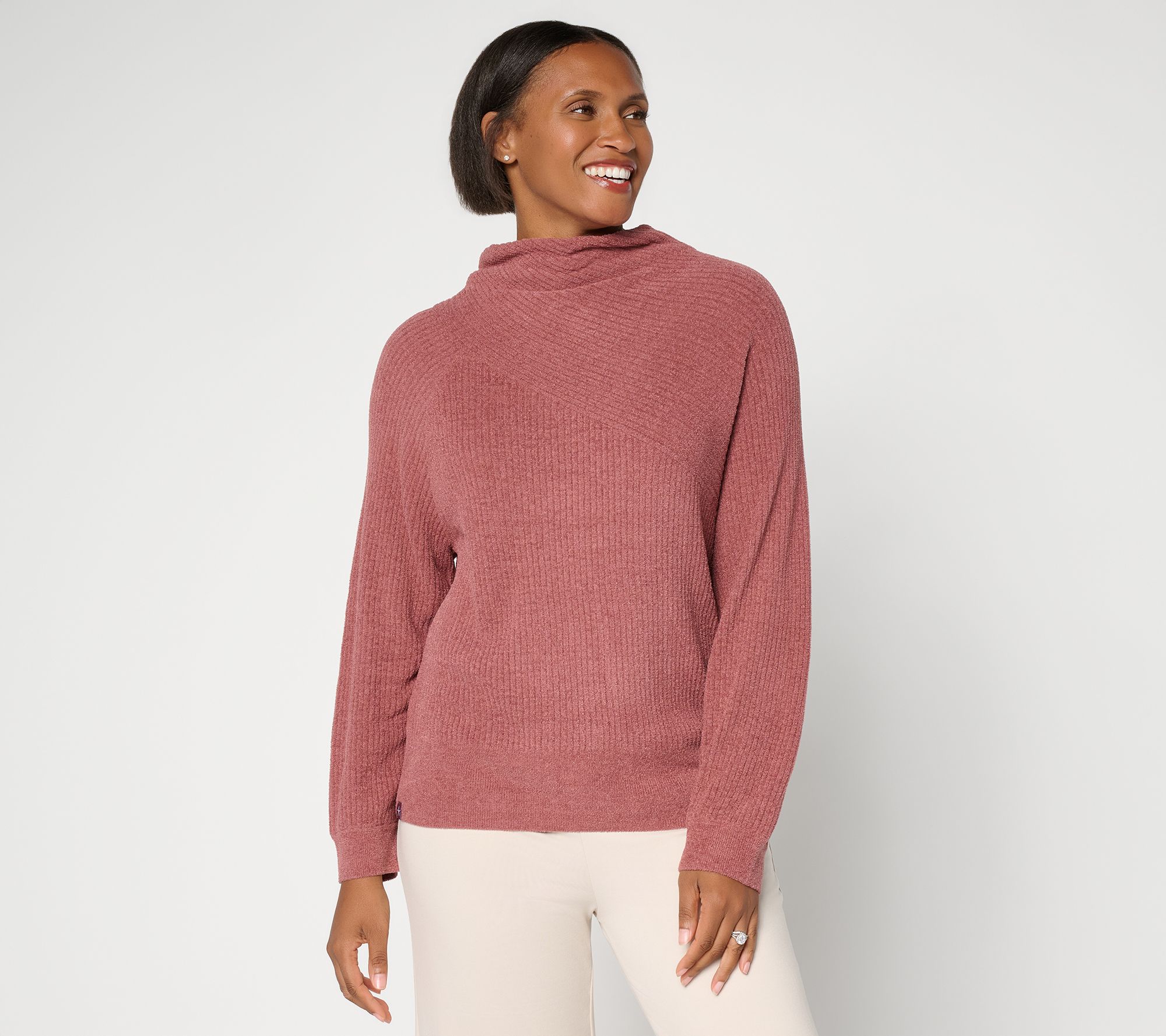 Barefoot Dreams CozyChic Ultra Lite Ribbed Cowl Neck Pullover