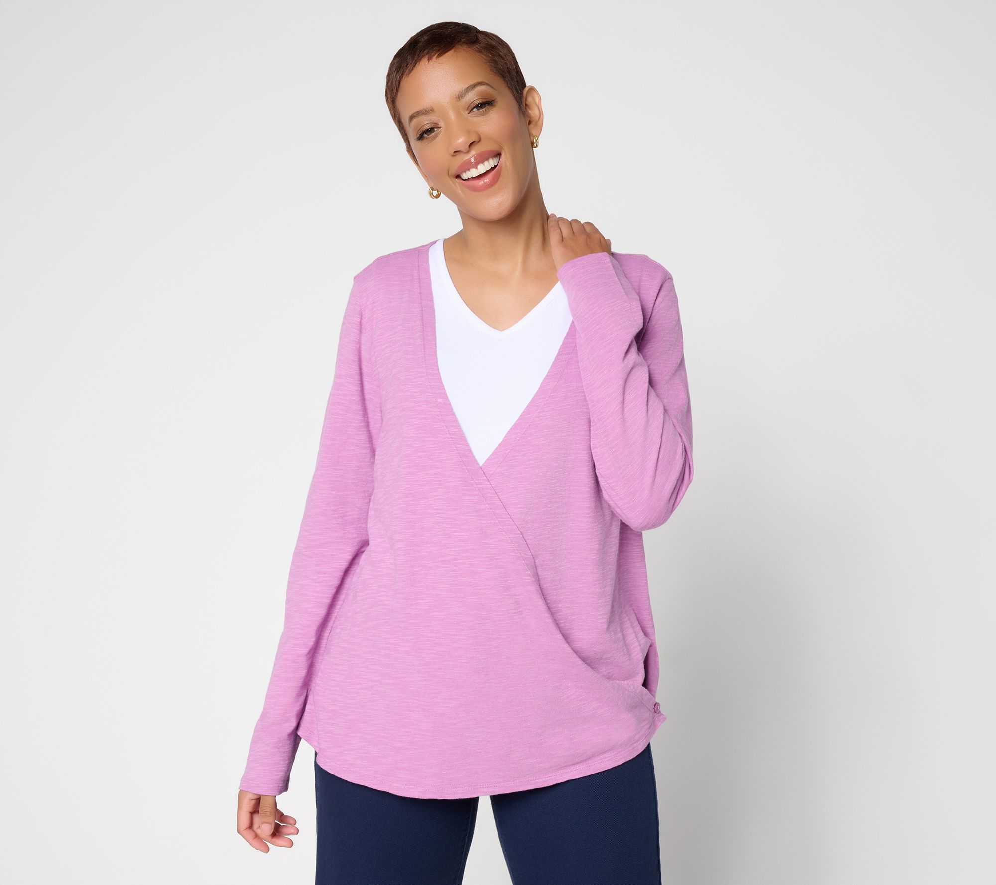 Denim & Co. Essentials Cotton Slub 4-in-1 Open Front Cardigan