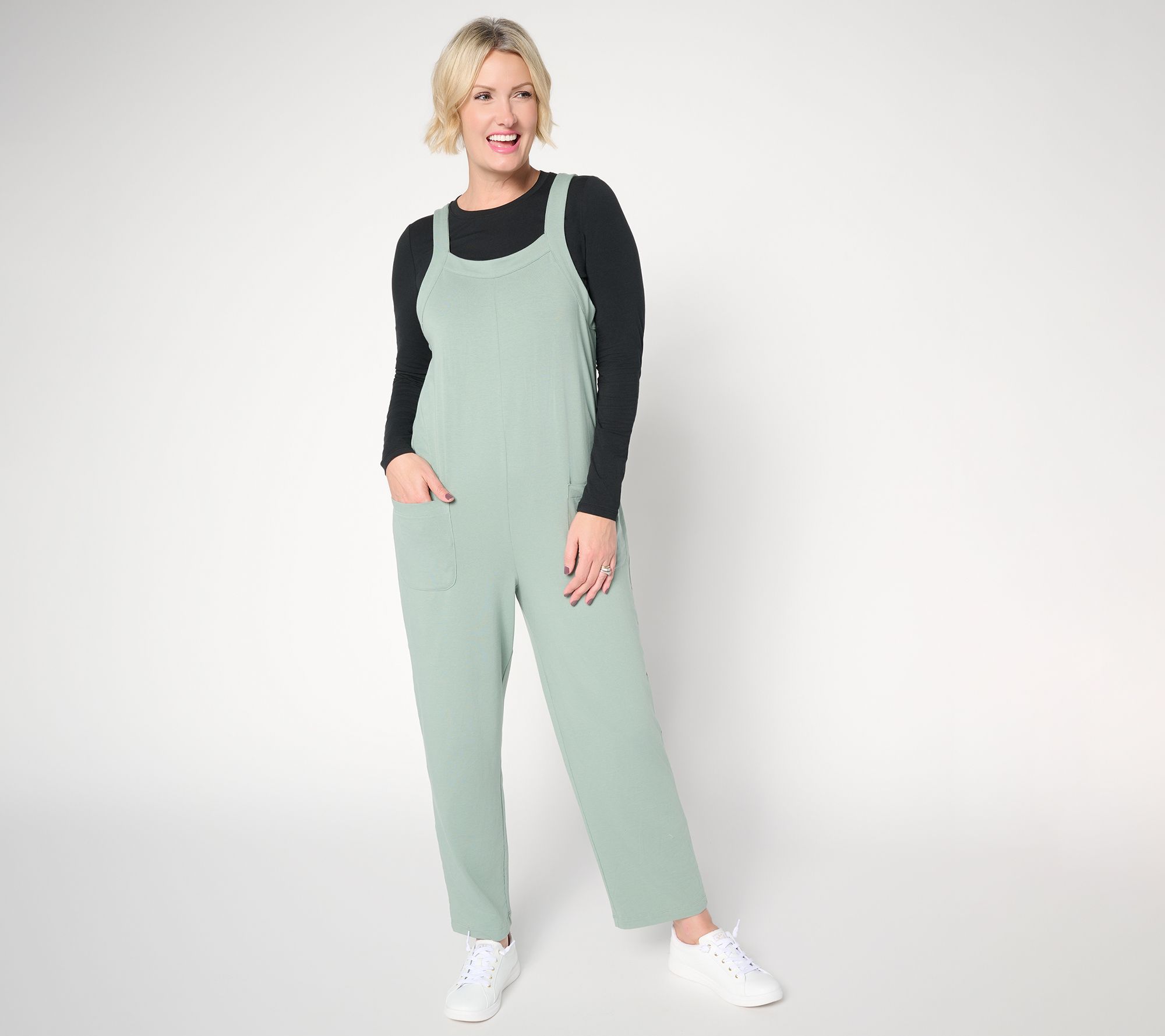 "As Is" AnyBody Petite Cozy Knit Jumpsuit and Long Sleeve Top Set