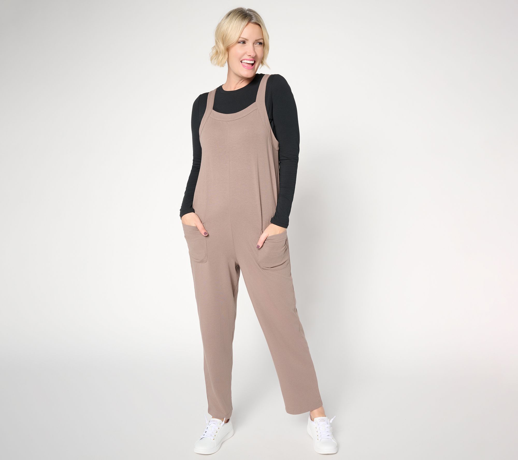 "As Is" AnyBody Petite Cozy Knit Jumpsuit and Long Sleeve Top Set