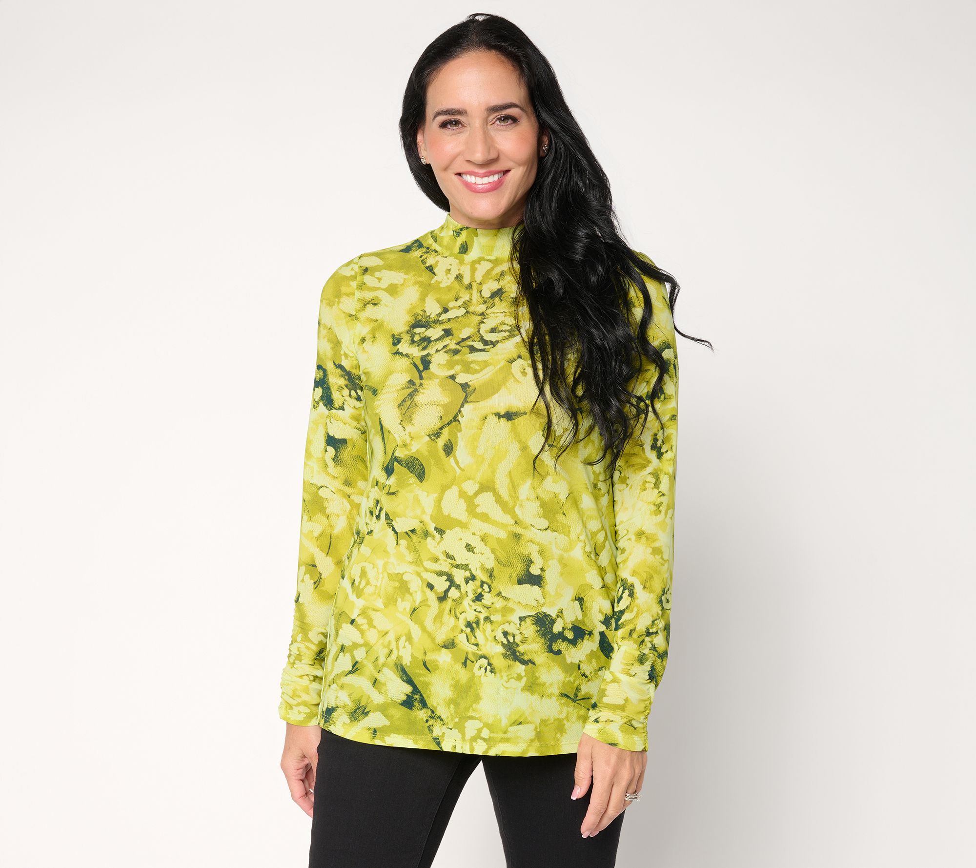 "As Is" LOGO Layers by Lori Goldstein Mock Neck Mesh Top