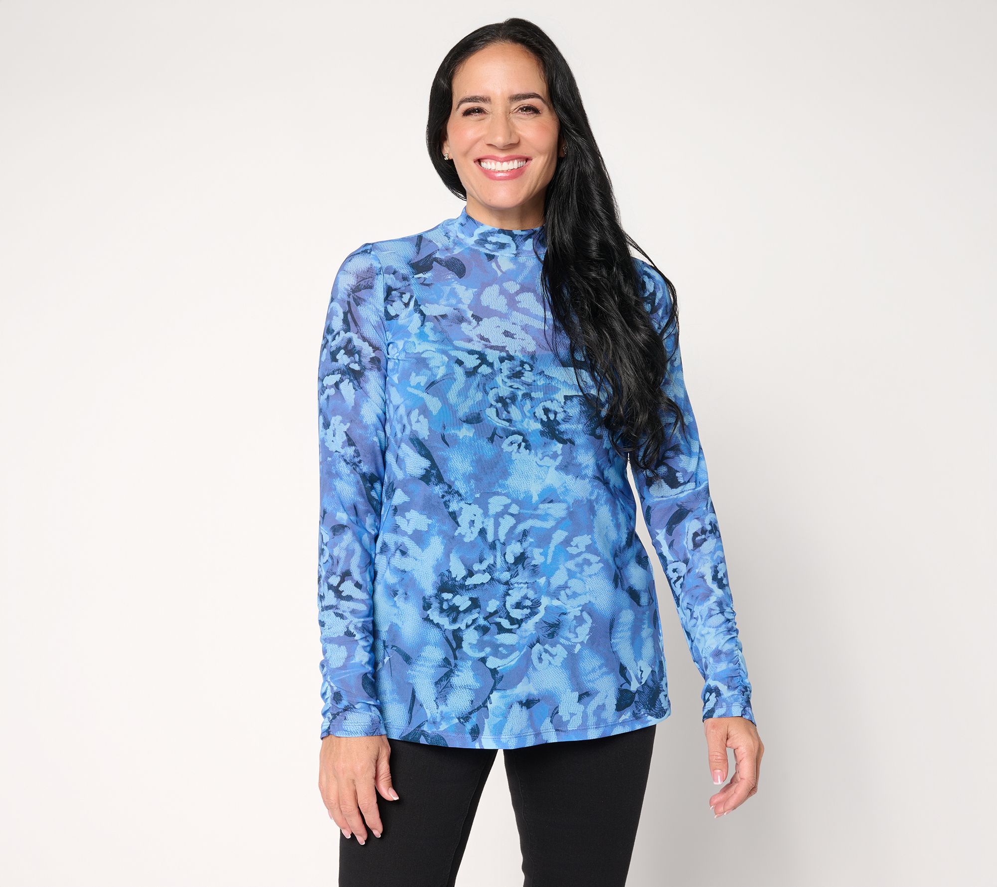 "As Is" LOGO Layers by Lori Goldstein Mock Neck Mesh Top