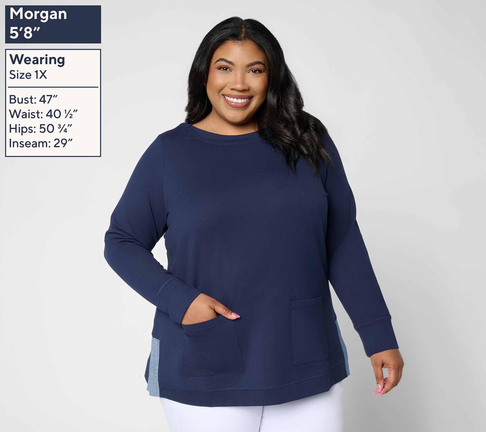 Denim & Co. Active French Terry Tunic with - QVC.com