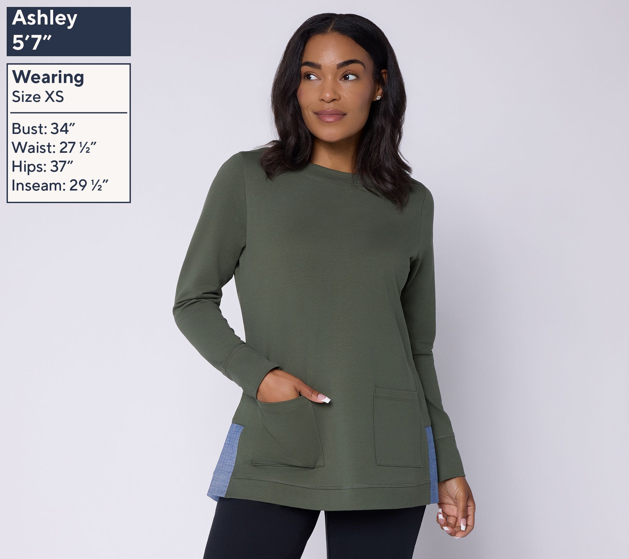 Denim & Co. Active French Terry Tunic with - QVC.com