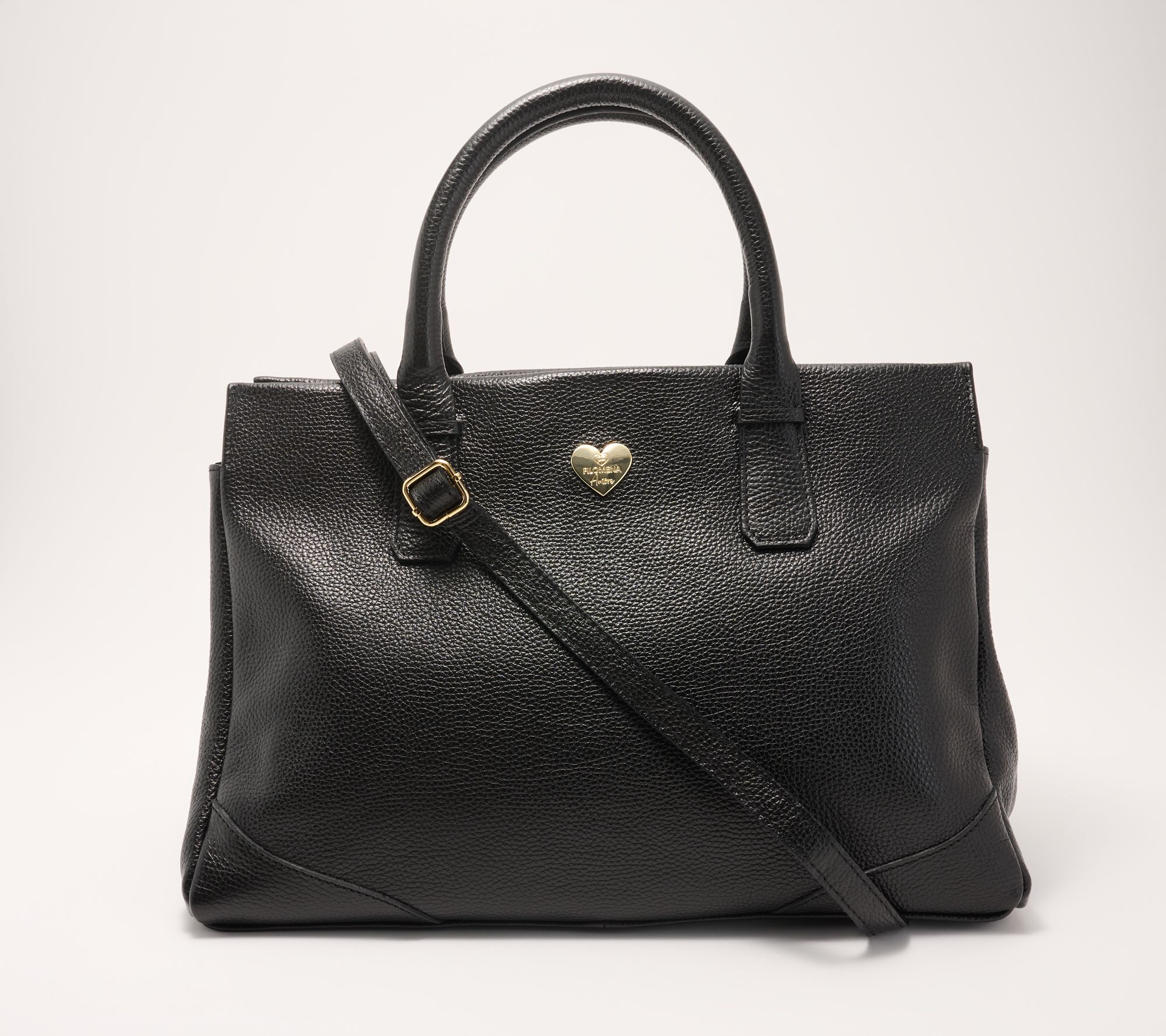 Filomena Amore Lady Weekend Leather Top Zip Tote with Crossbody Strap