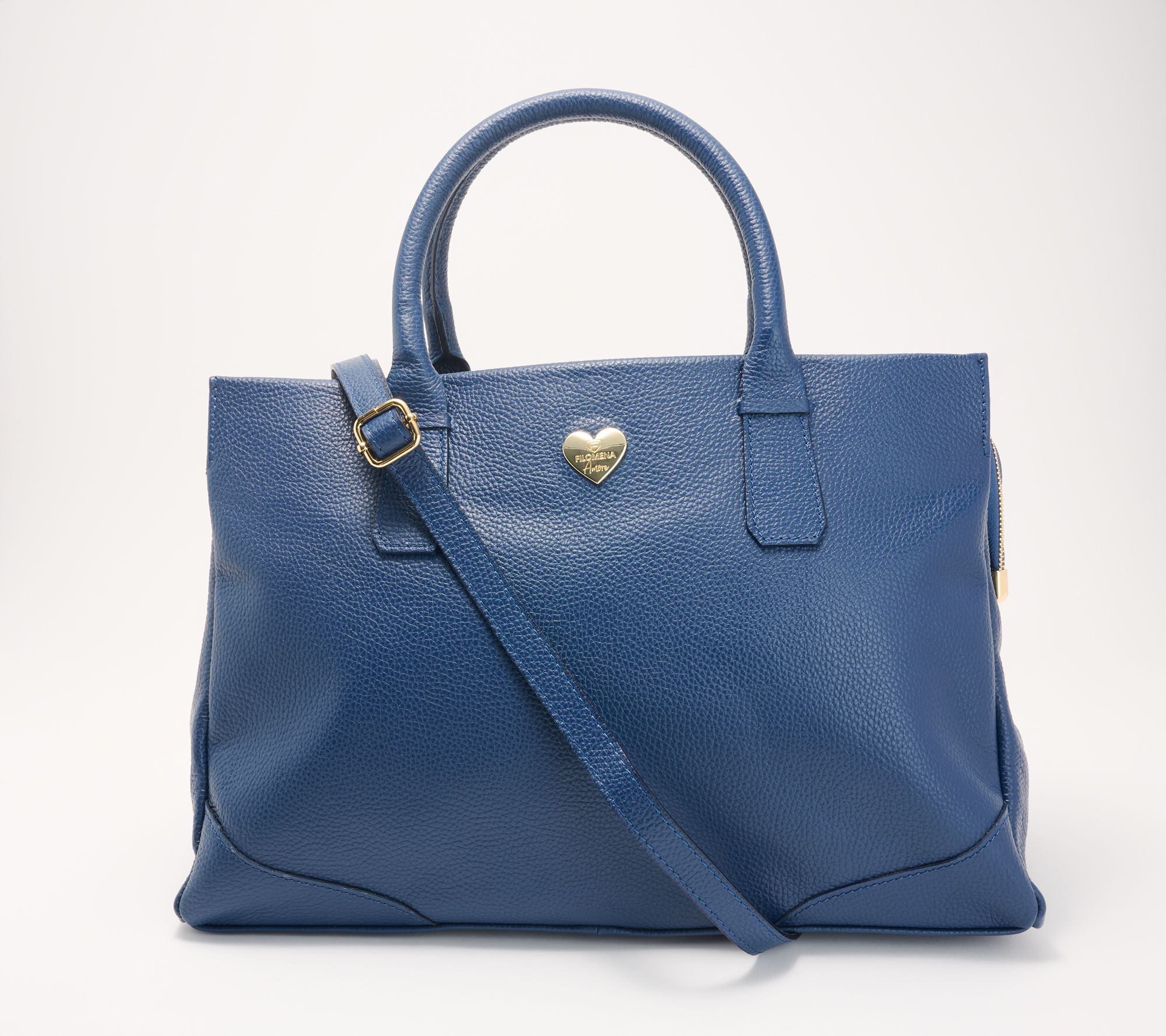 Filomena Amore Lady Weekend Leather Top Zip Tote with Crossbody Strap
