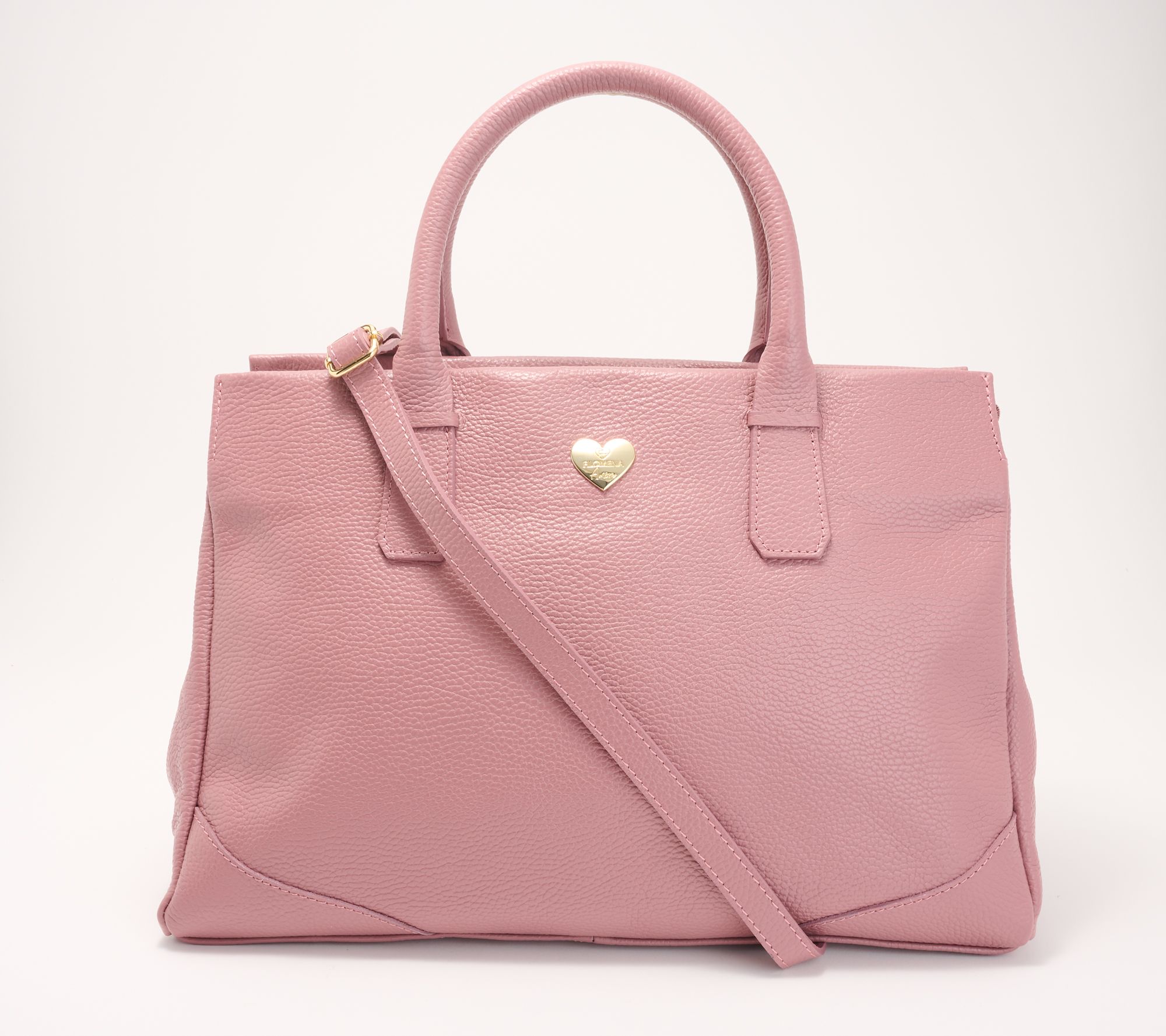 Filomena Amore Lady Weekend Leather Top Zip Tote with Crossbody Strap