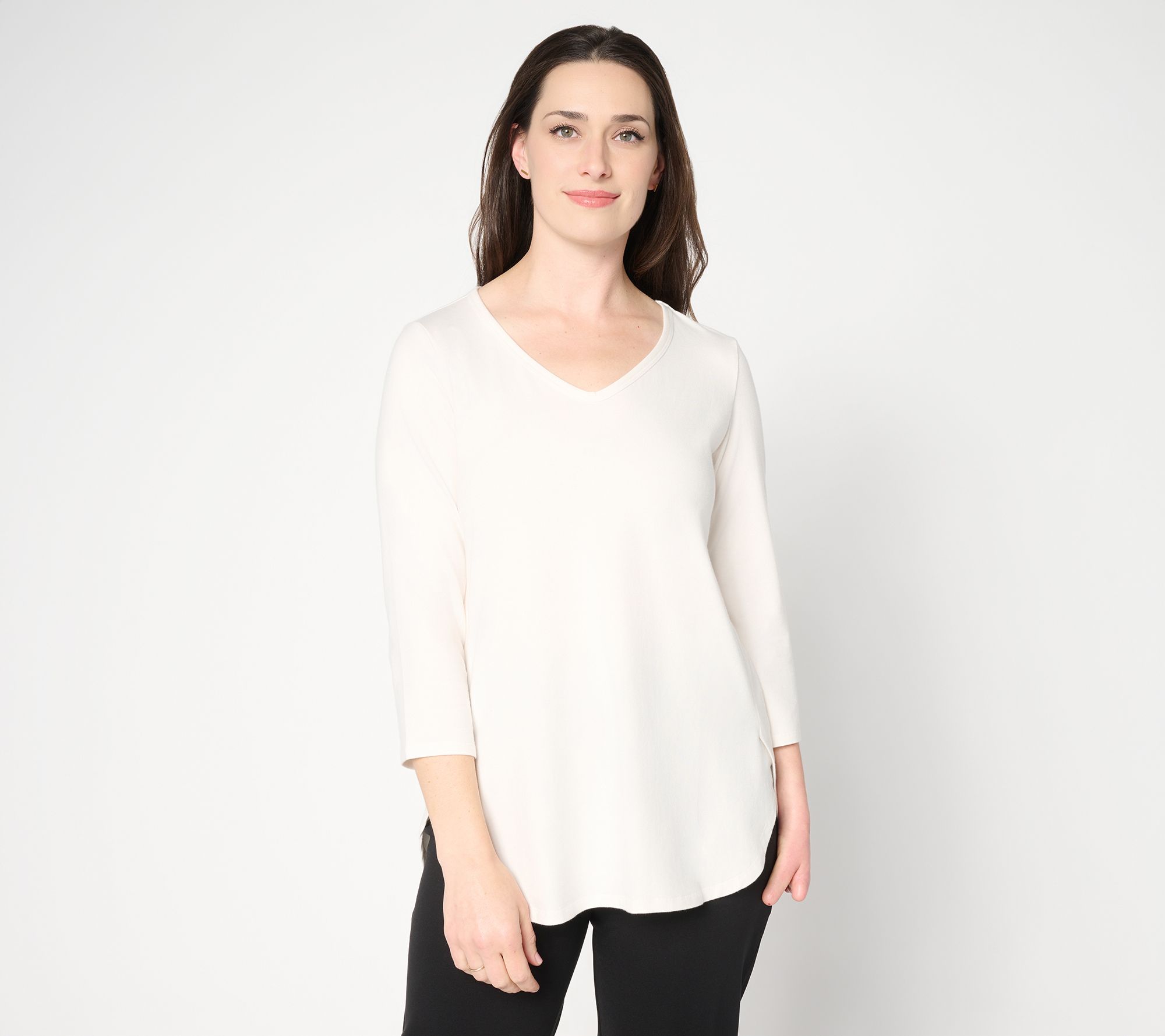 "As Is" Susan Graver Weekend Comfy Cotton Scoop Neck Top
