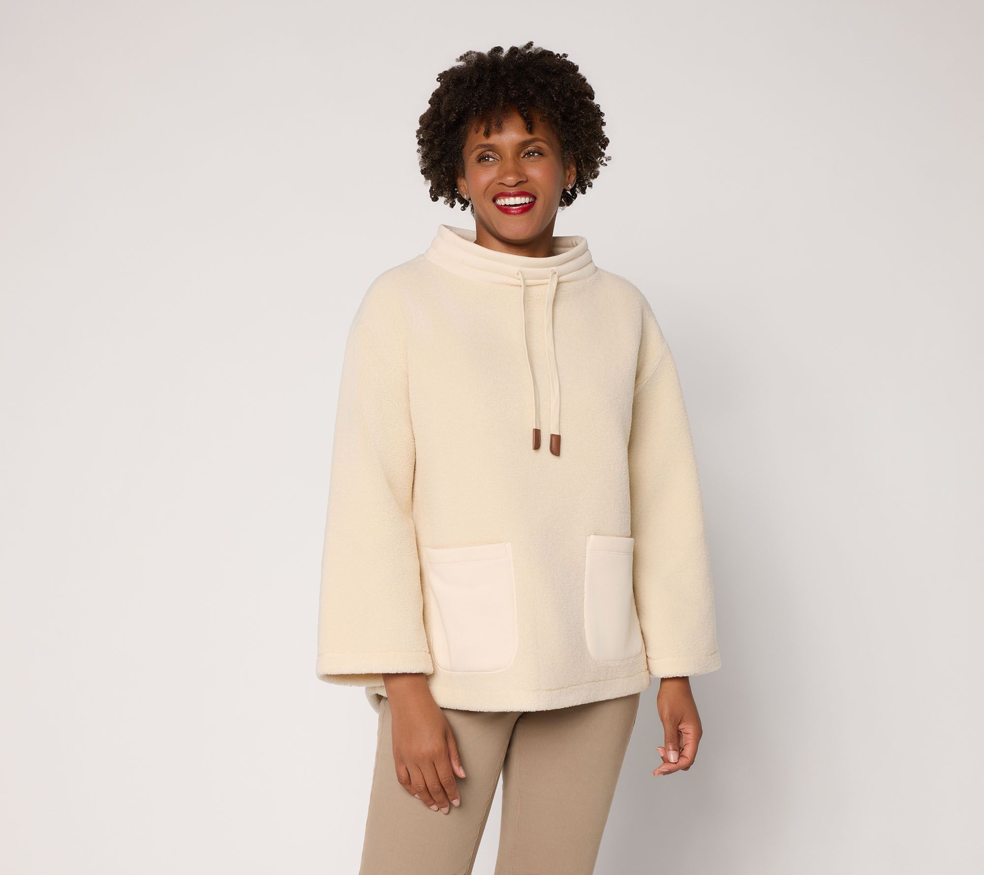Martha Stewart Signature Sherpa Pullover w/ Bedford Fleece Accents