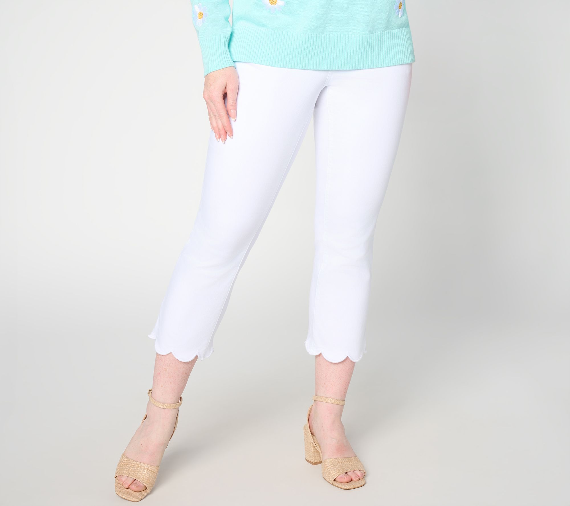 "As Is" Belle by Kim Gravel Reg TripleLuxe Twill Scallop Cropped Jean