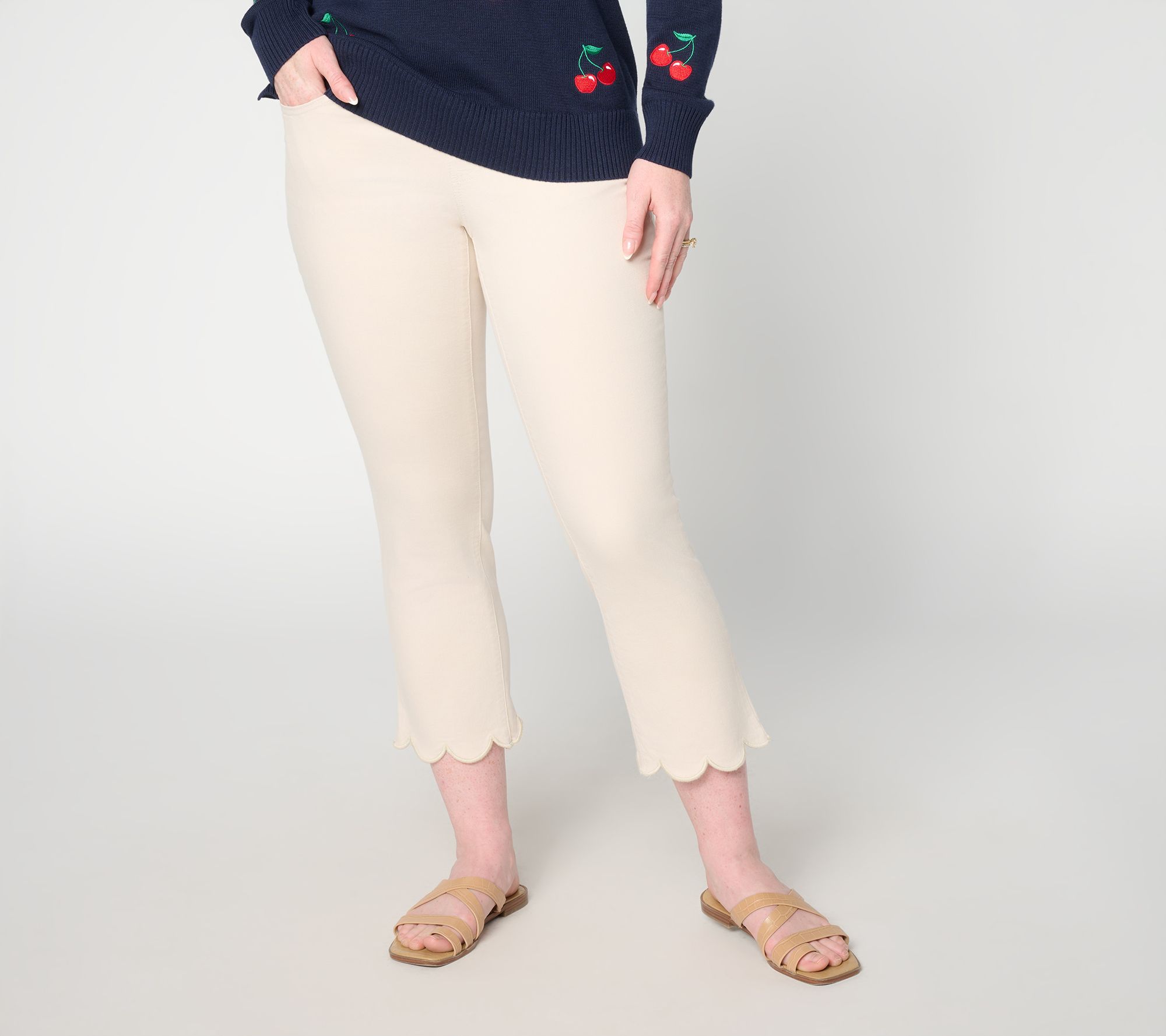 "As Is" Belle by Kim Gravel Reg TripleLuxe Twill Scallop Cropped Jean