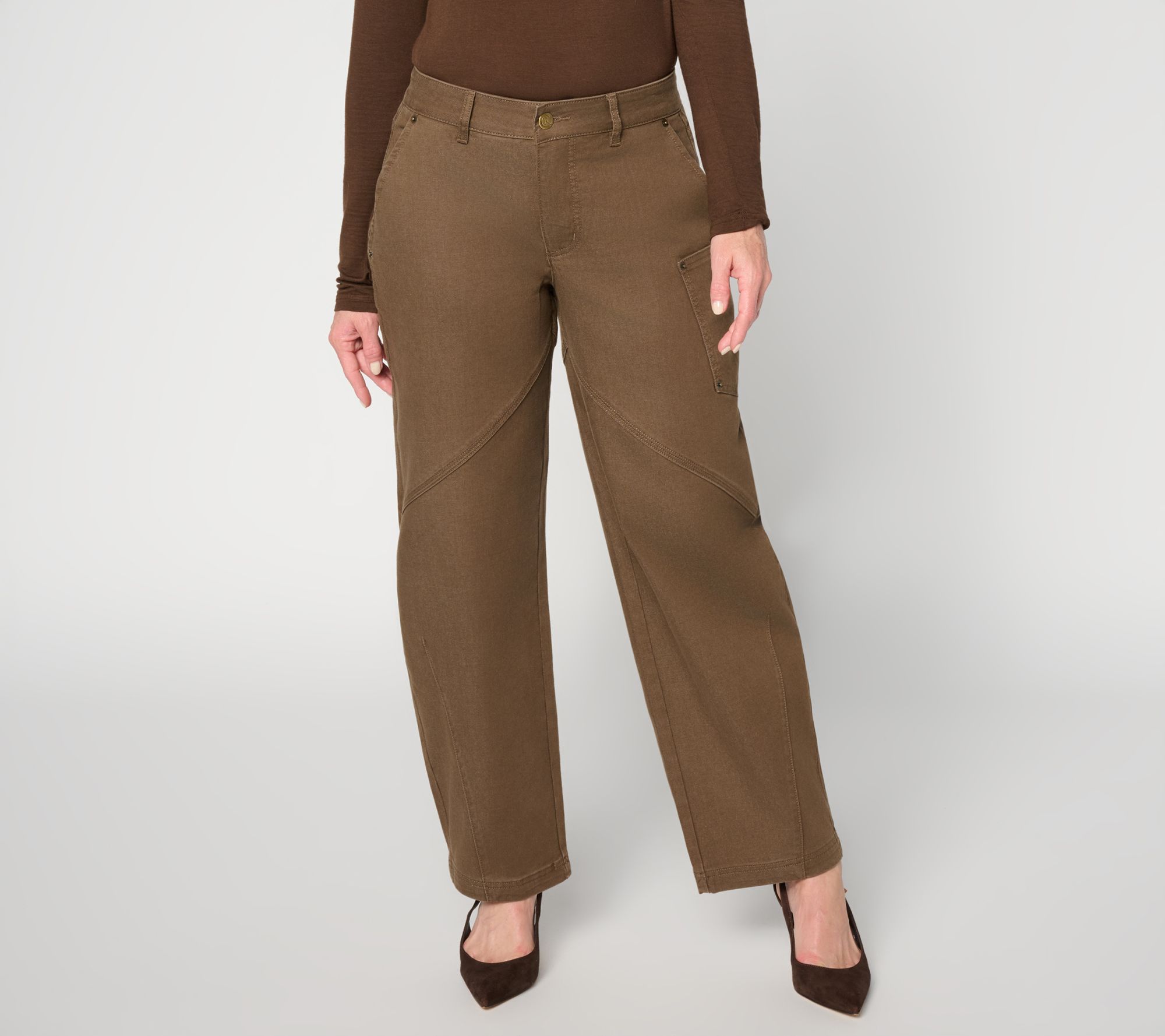 Carla Rockmore Collection Regular Color Seaming Detail Barrel Jeans