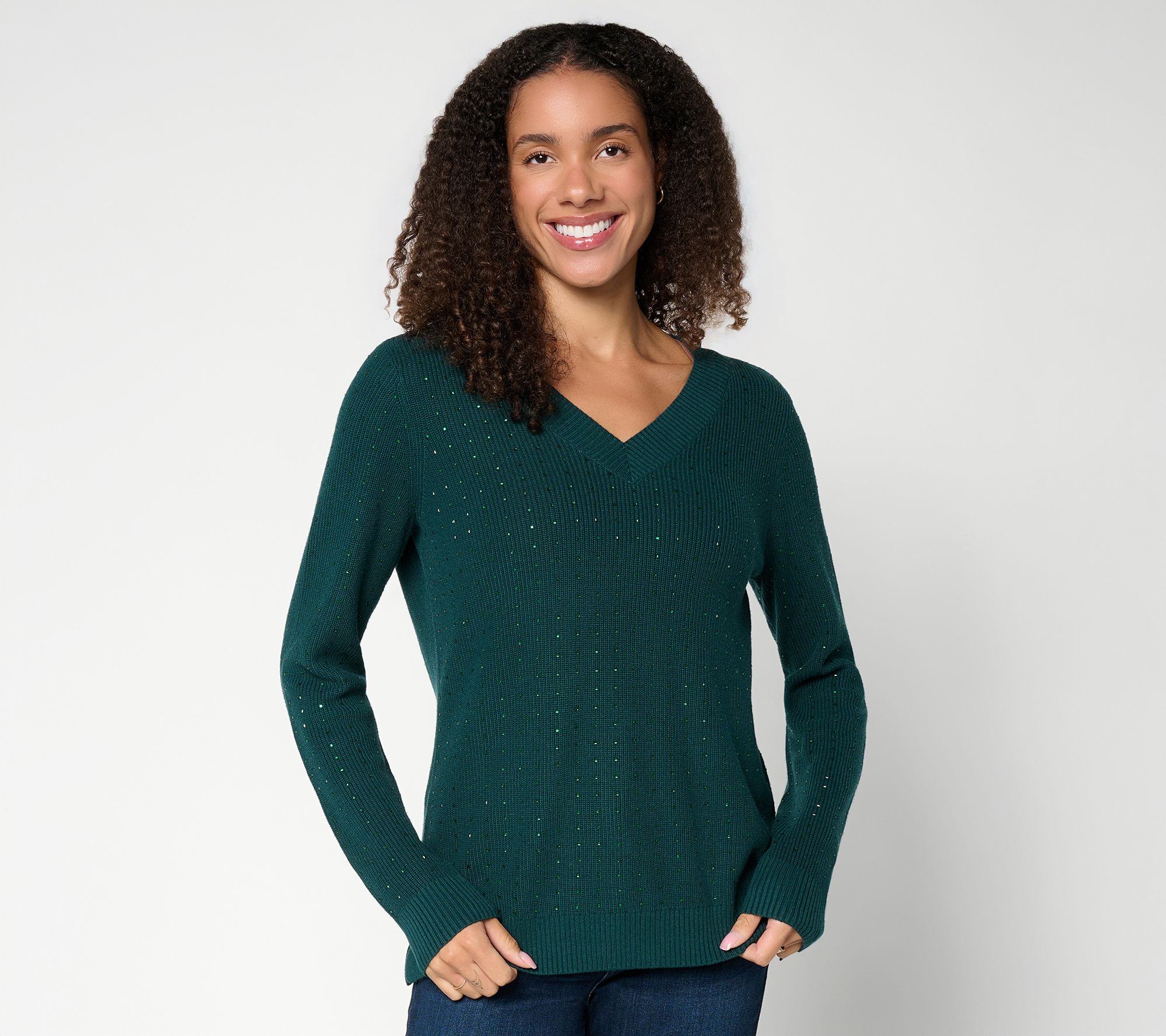  Jingle Belles by Kim Gravel Shine On Beaded Shaker Sweater