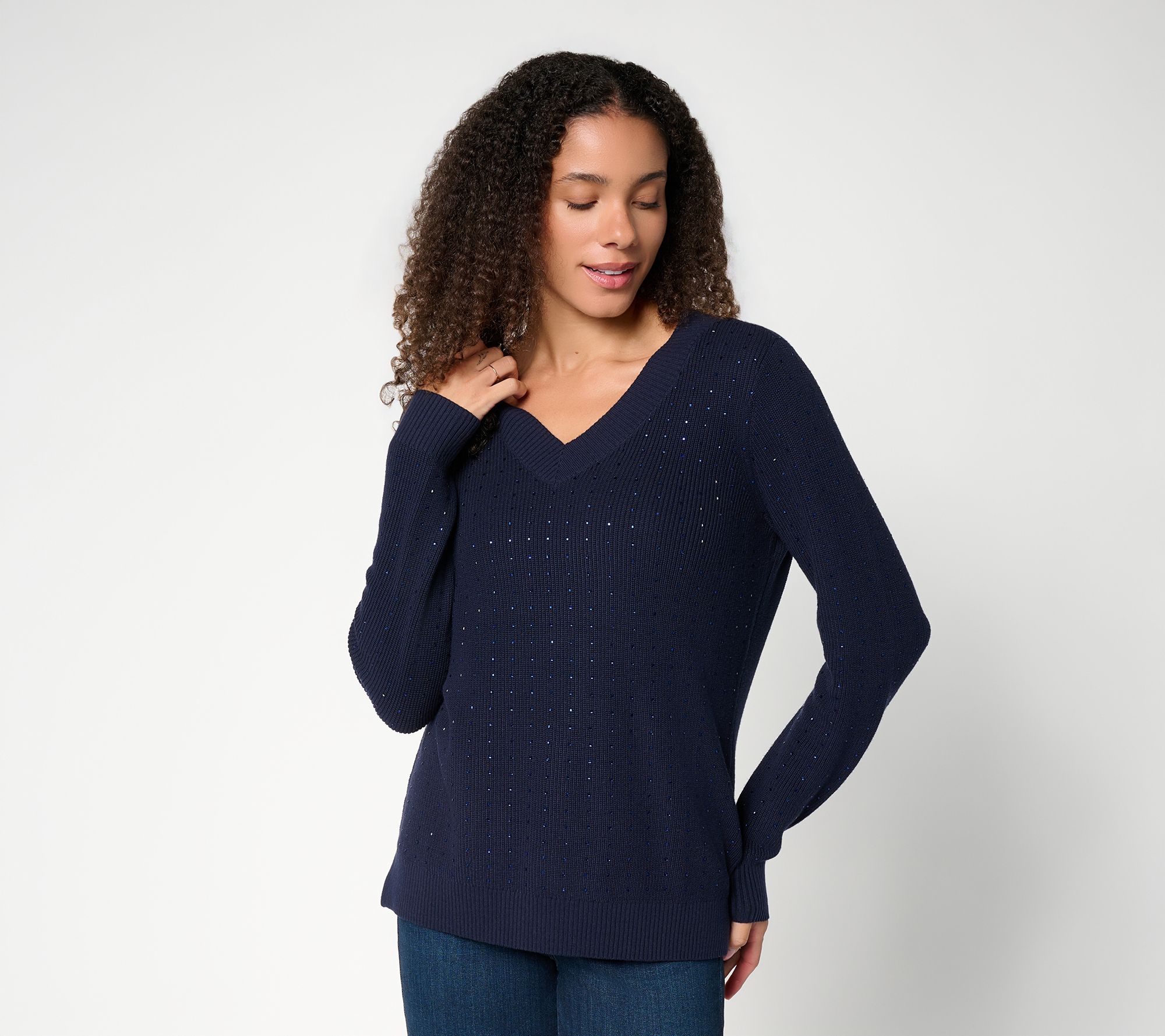 Jingle Belles by Kim Gravel Shine On Beaded Shaker Sweater