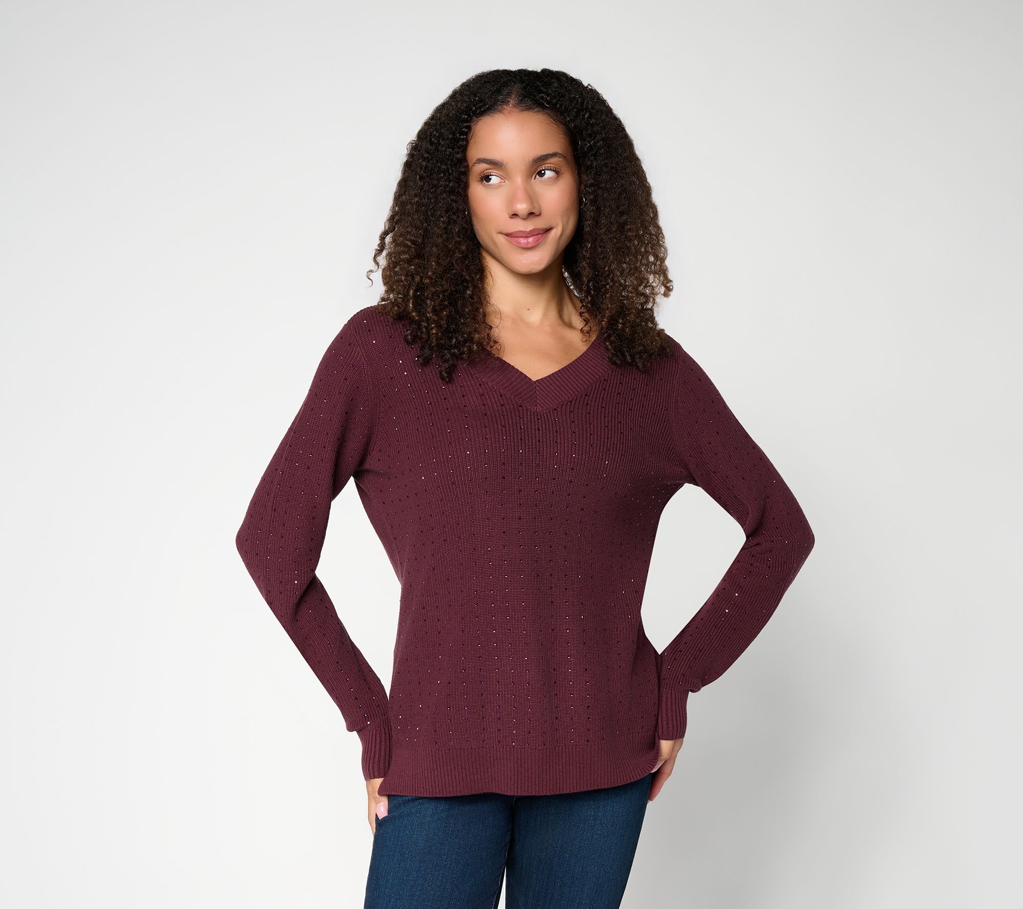 Jingle Belles by Kim Gravel Shine On Beaded Shaker Sweater