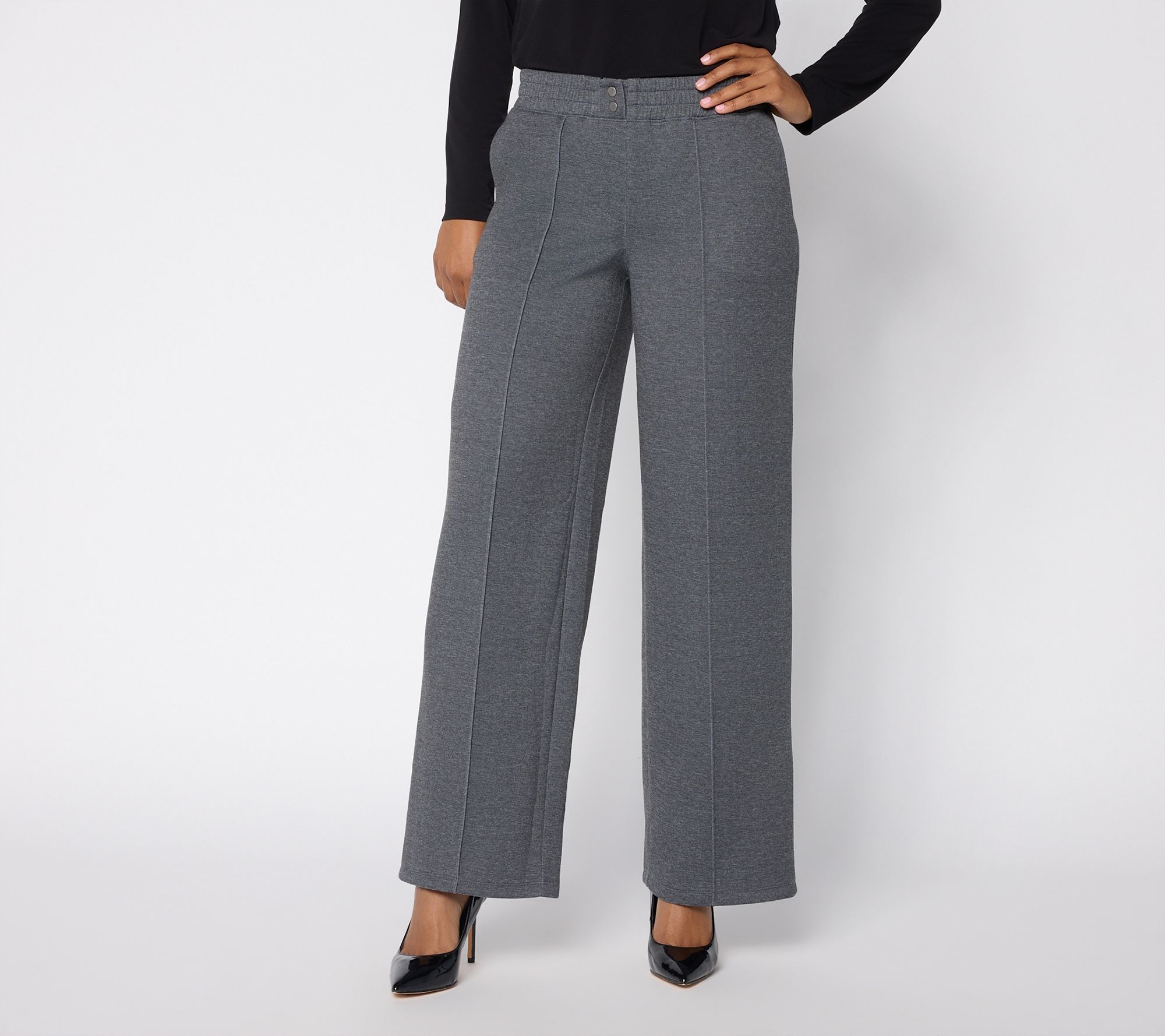 ShWk9/21 Susan Graver Weekend Petite Serene Knit Wide Leg Pants