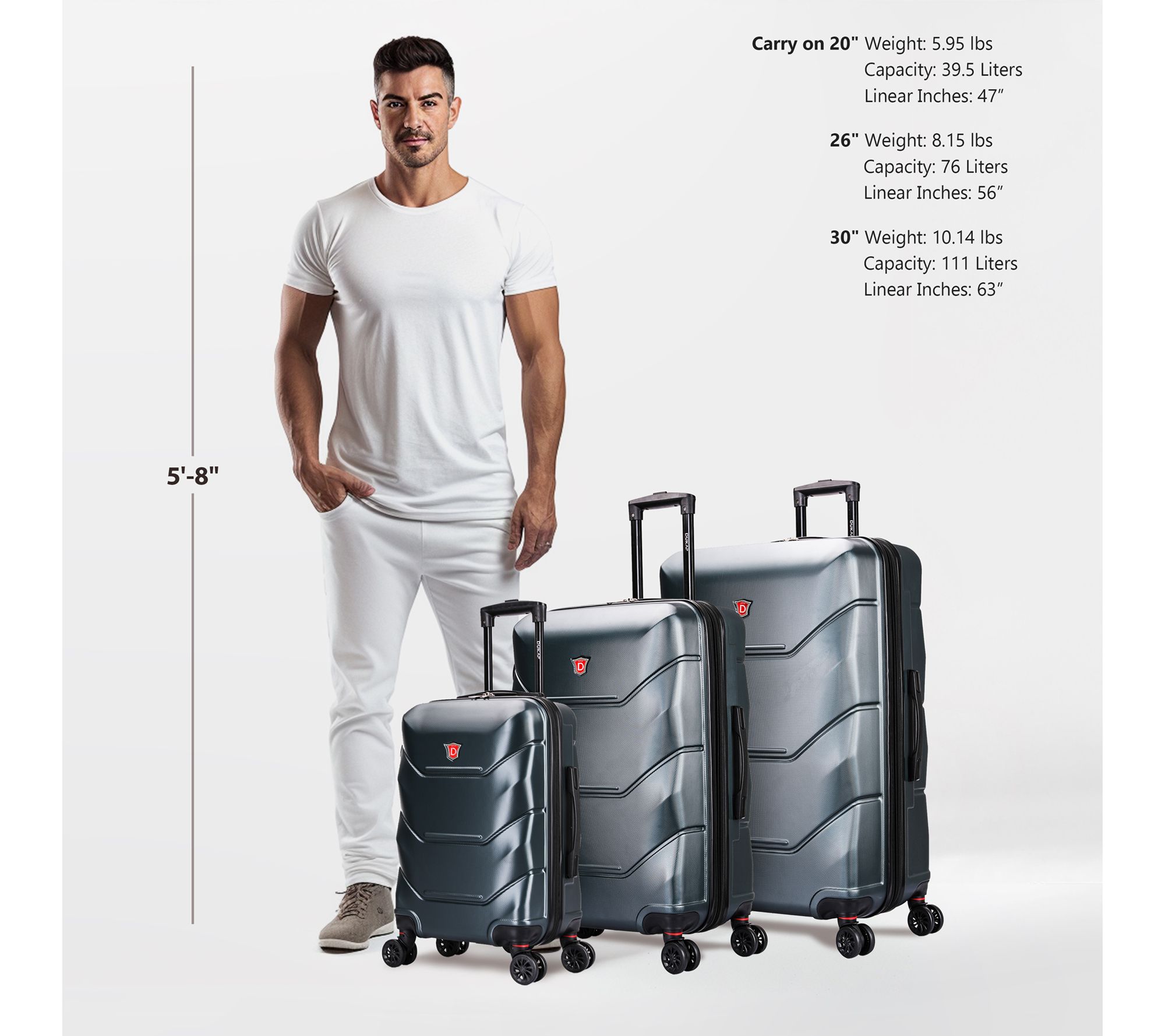 DUKAP Zonix Lightweight Hardside 3 Piece Luggage Set - QVC.com