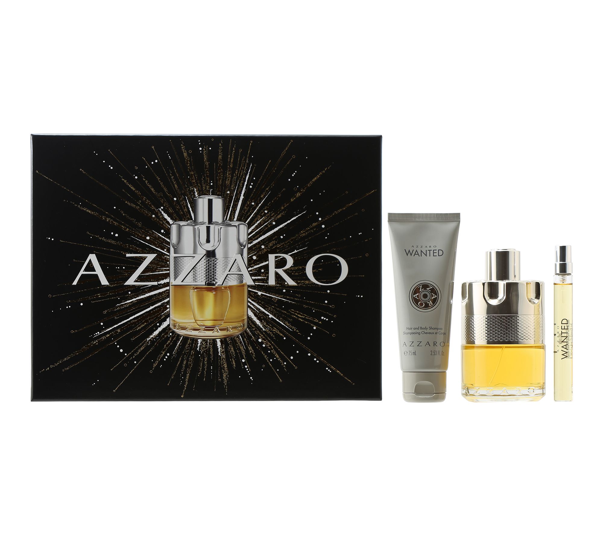 Azzaro Wanted Men Fragrance and Shampoo 3 PieceSet