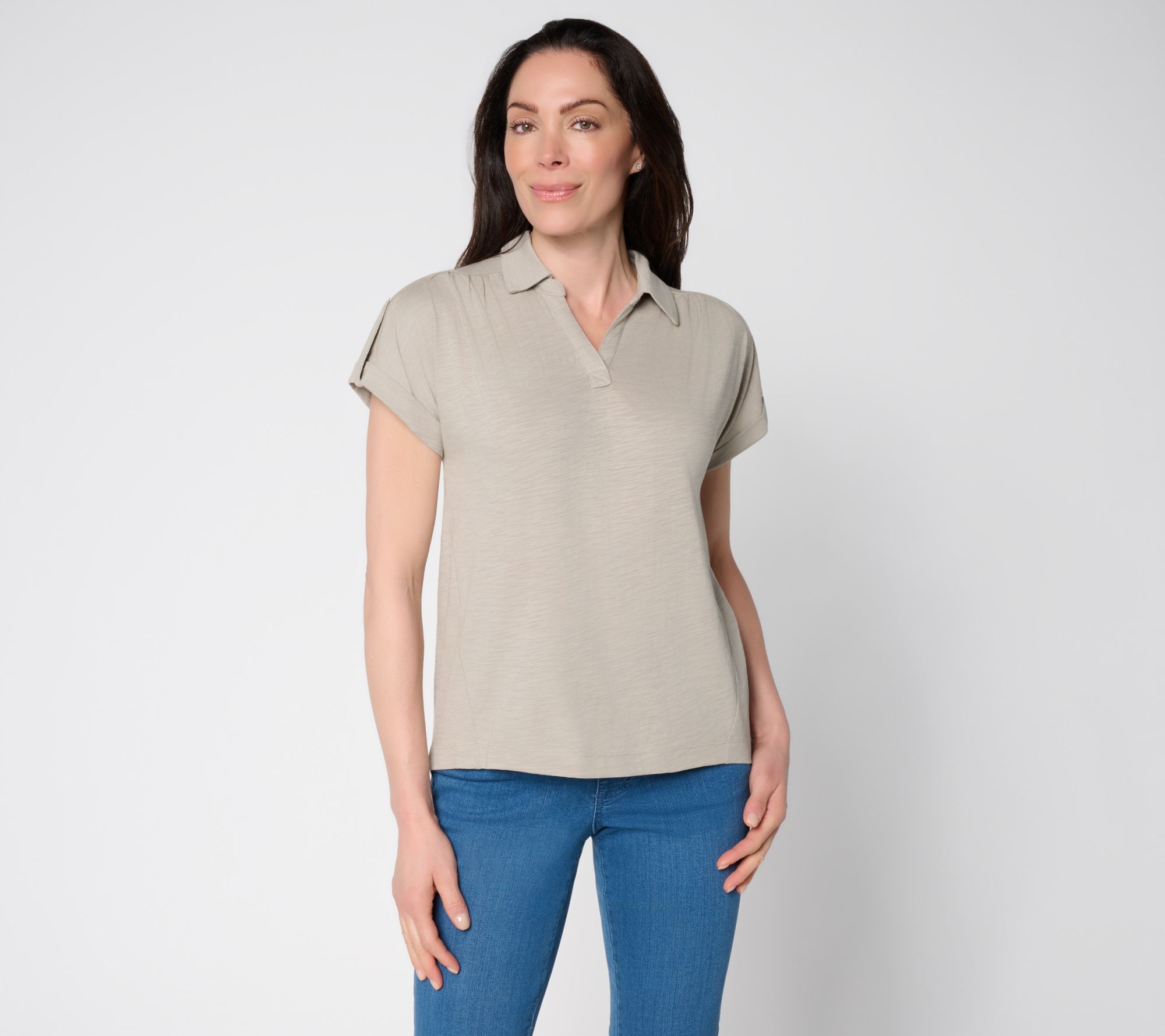 "As Is" Belle by Kim Gravel Slub Knit Slay the Vacay Tab Sleeve Top