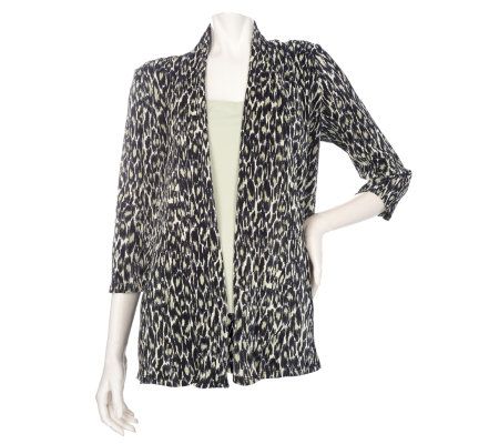 EffortlessStyle by Citiknits 3/4 Sleeve Animal Print Cardigan & Tank ...