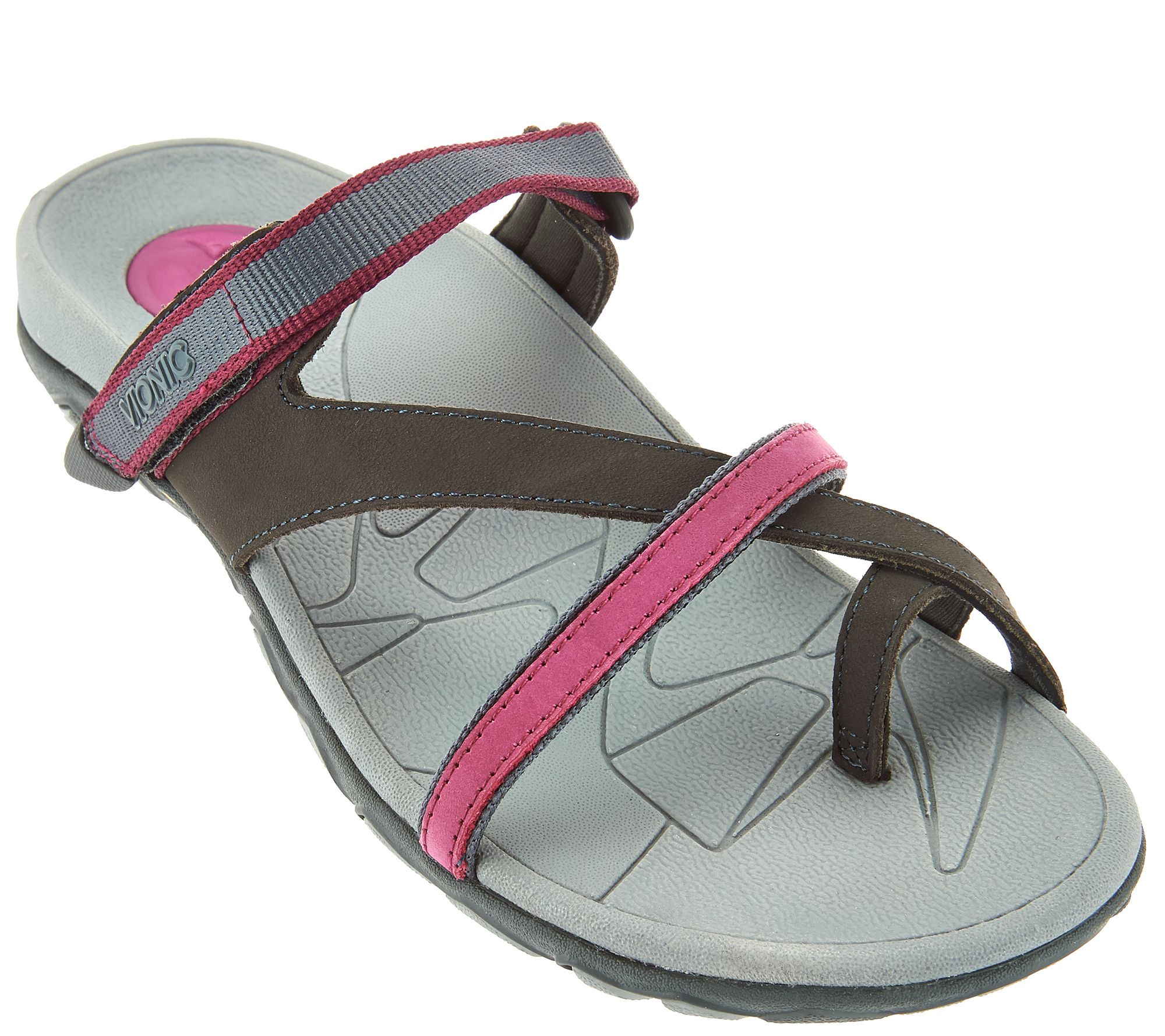 Vionic Orthotic Leather Sport Sandals - Mojave - Page 1 — QVC.com