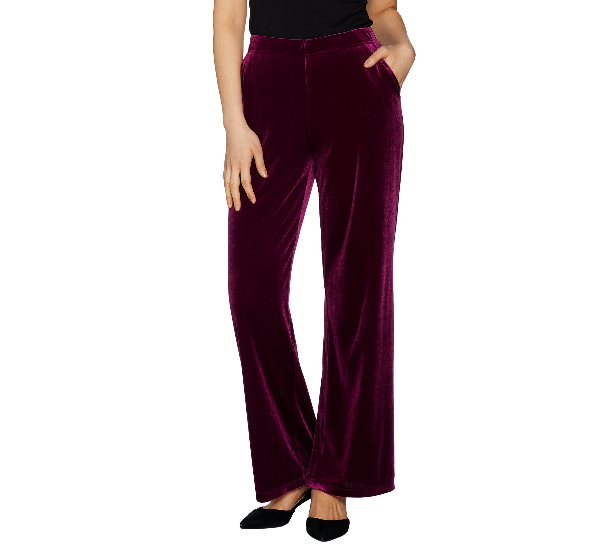 Dennis Basso Wide Leg Stretch Velvet Pants Regular - Page 1 — QVC.com