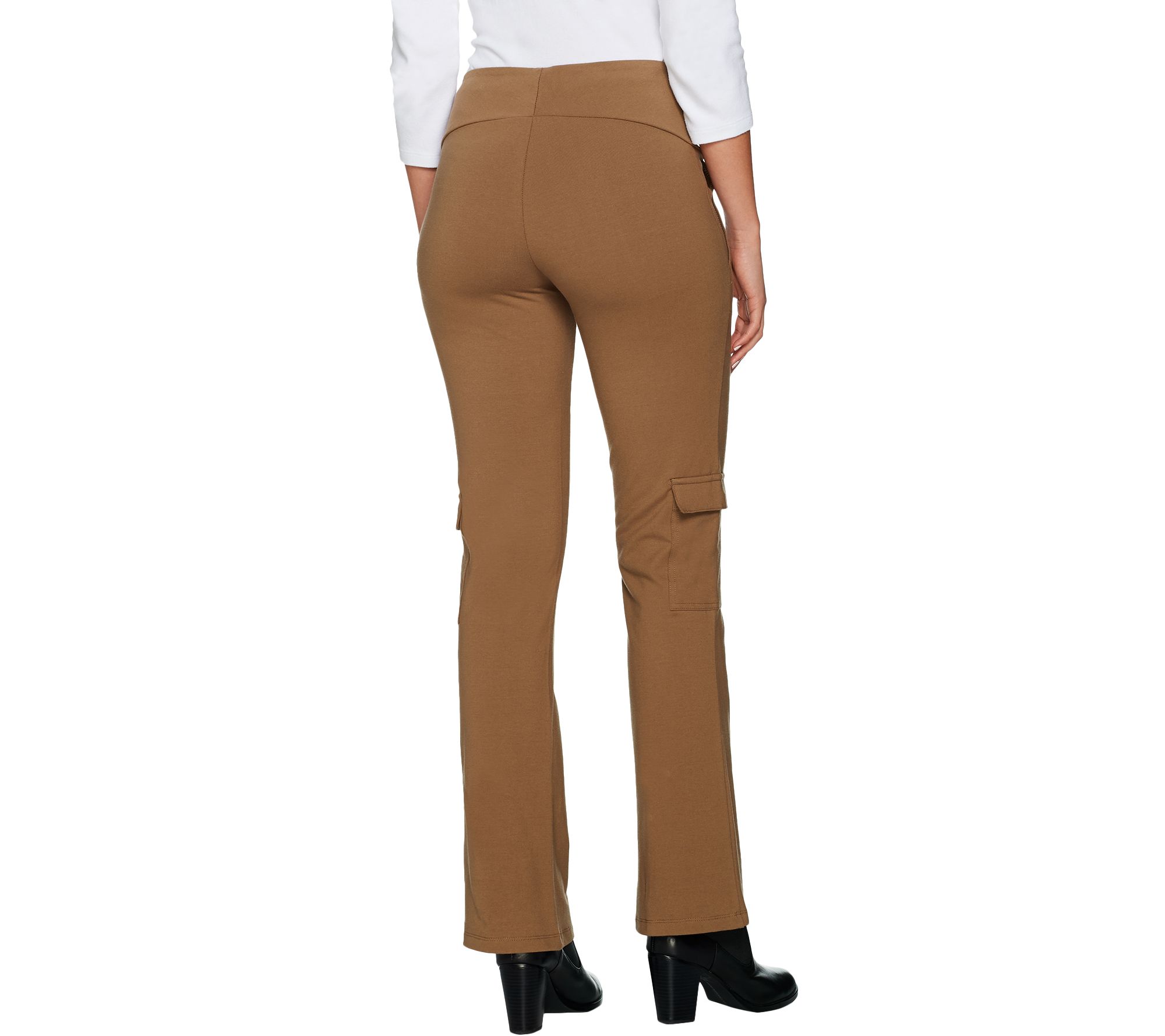 Women with Control Tall Tummy Control Pull On Boot Cut Cargo Pants ...