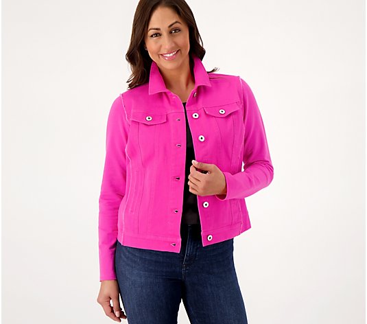 Belle by Kim Gravel Twill Jacket with Knit Back and Sleeves