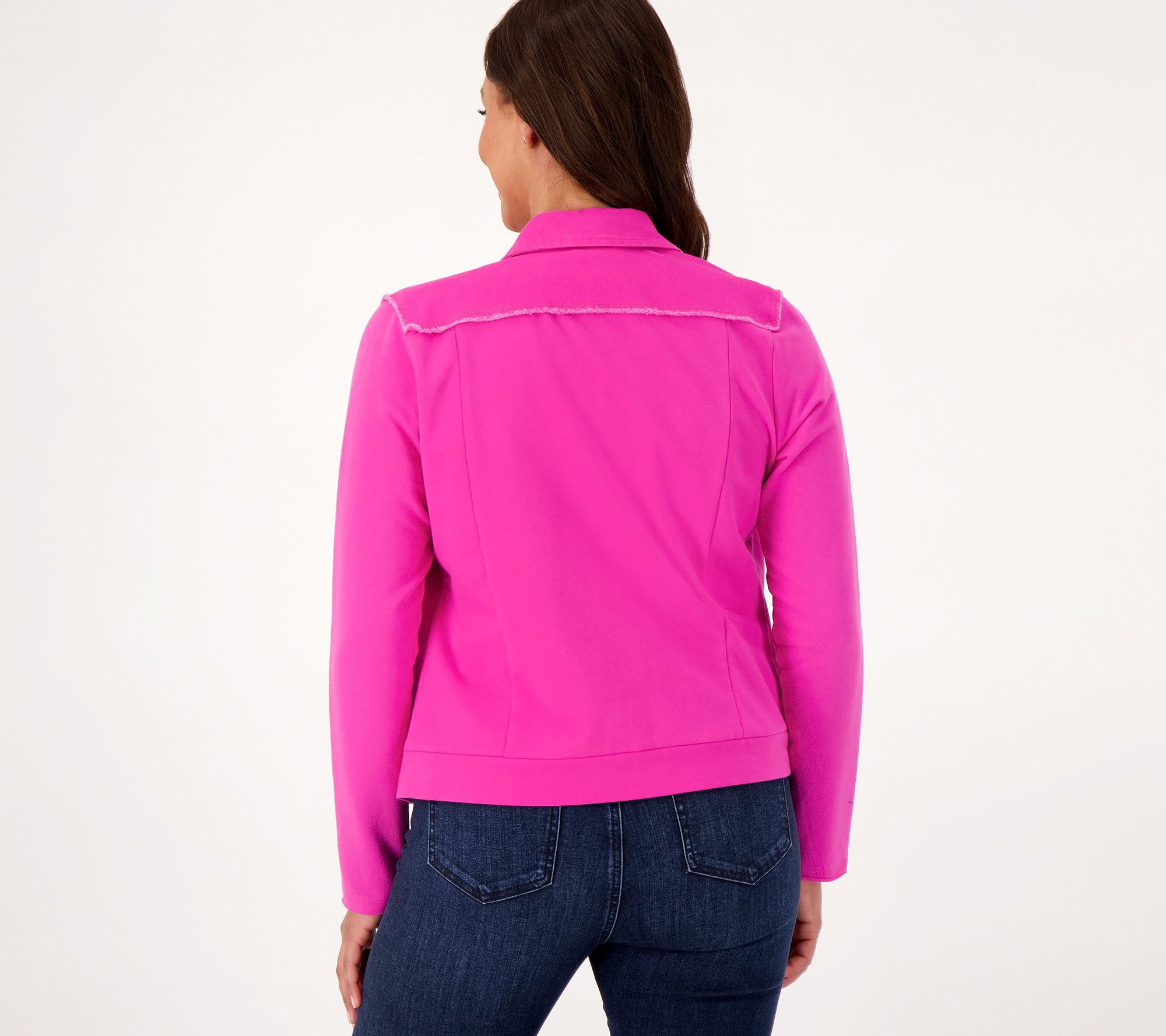 Belle by Kim Gravel Twill Jacket with Knit Back and Sleeves - QVC.com