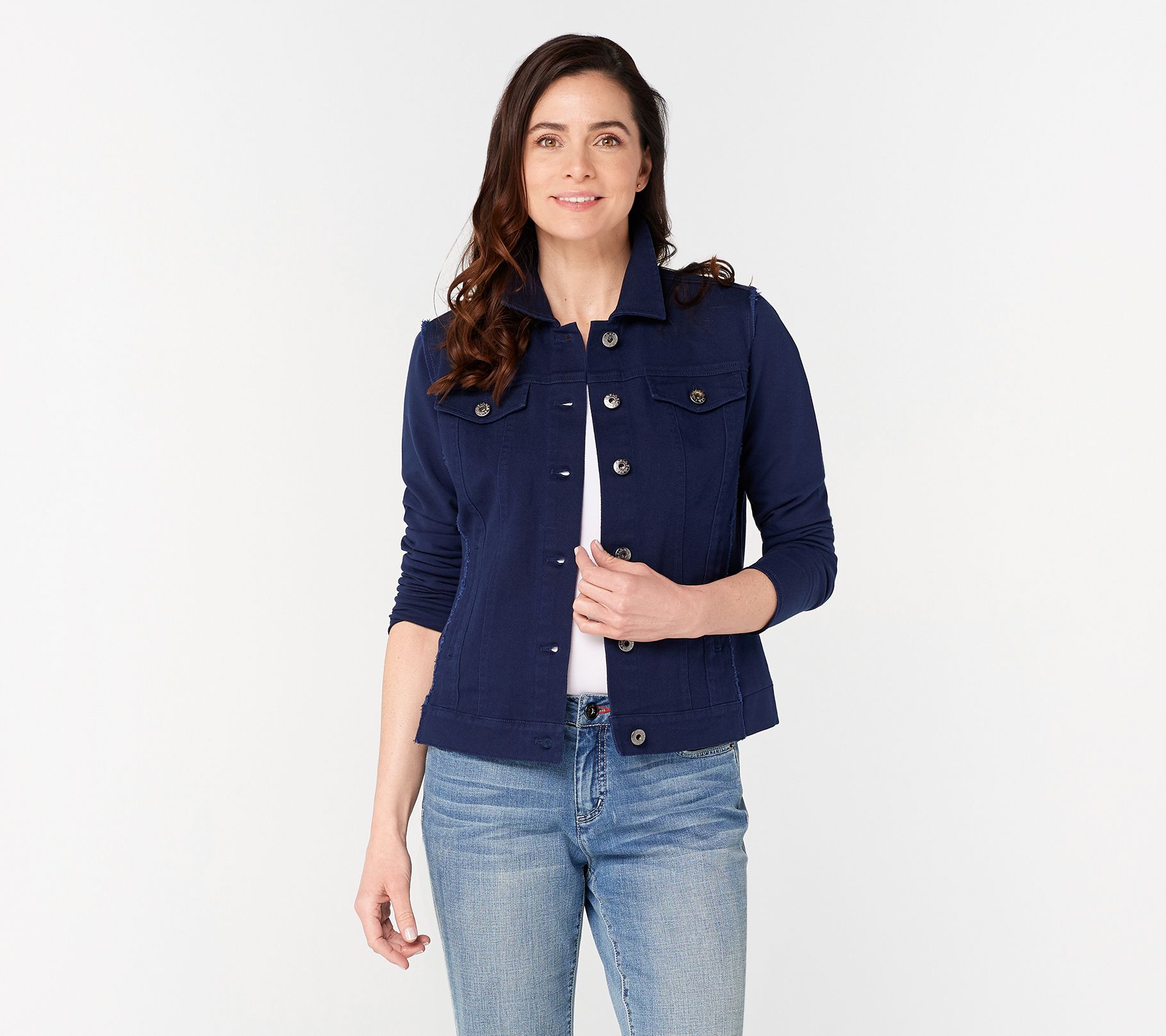 Belle by Kim Gravel Twill Jacket with Knit Back and Sleeves